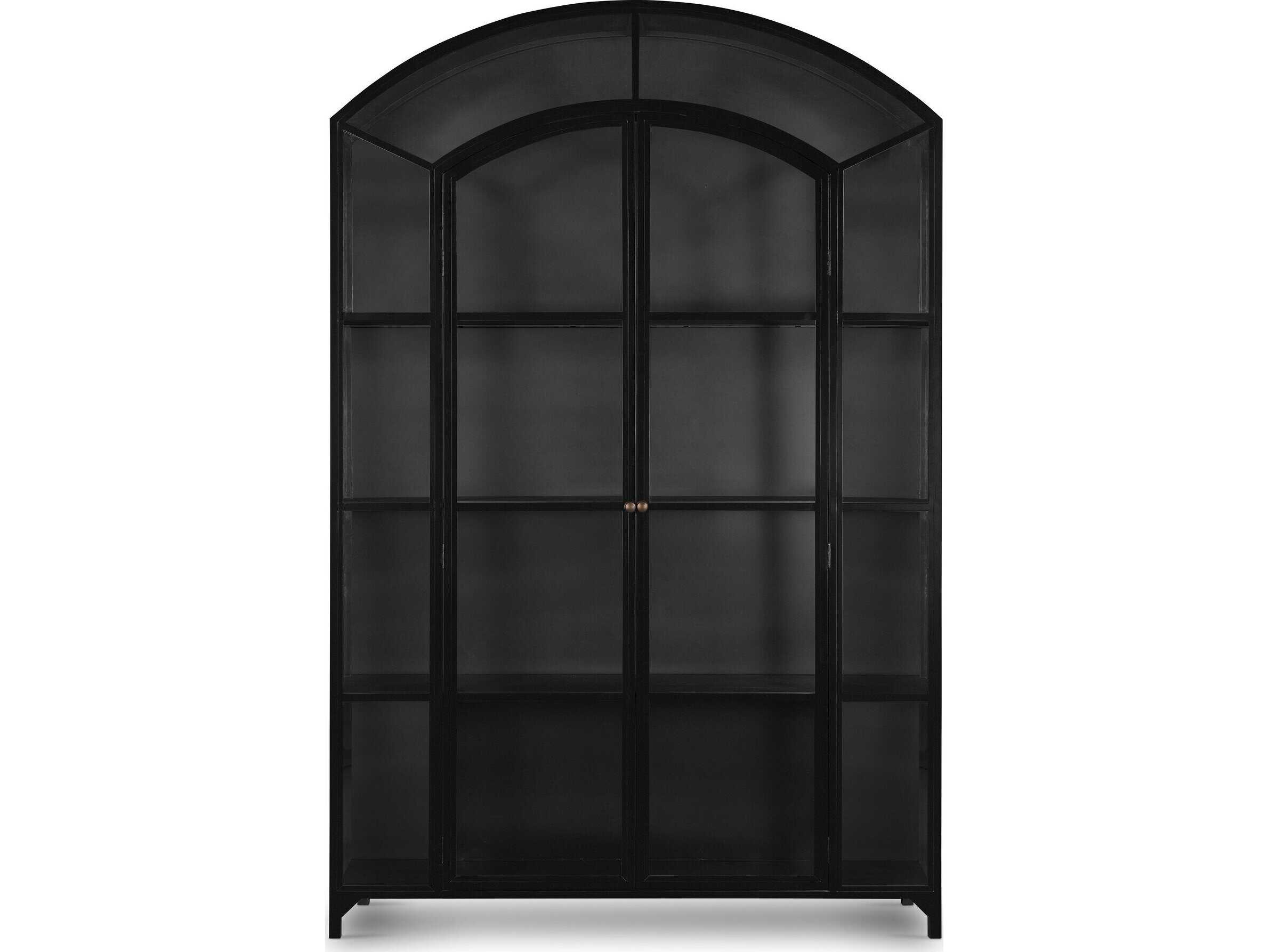 Four Hands Belmont Black Weathered Bronze Clear Glass Display Cabinet