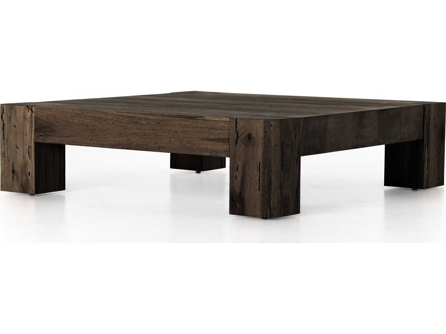 Four Hands Wesson Abaso Square Ebony Rustic Wormwood Oak Coffee Table