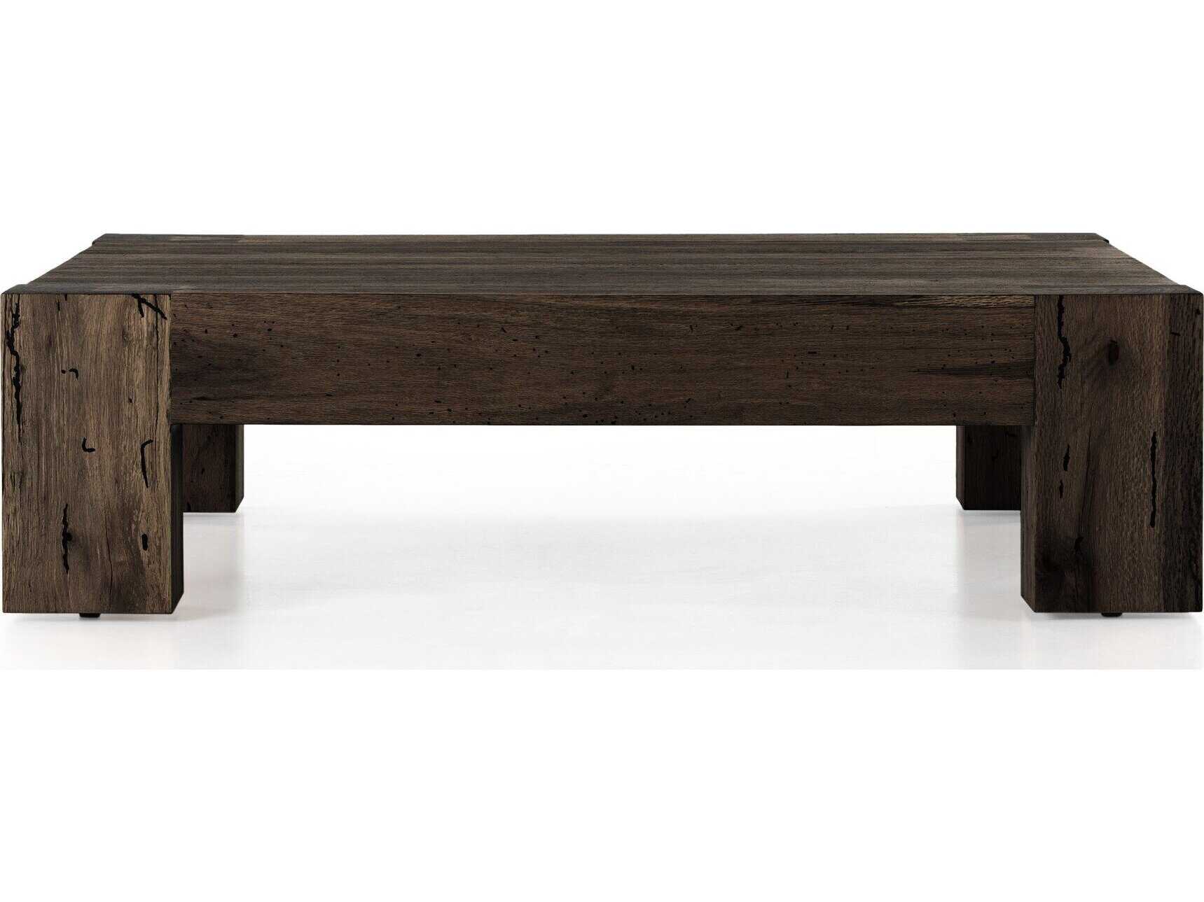 Four Hands Wesson Abaso Square Ebony Rustic Wormwood Oak Coffee Table