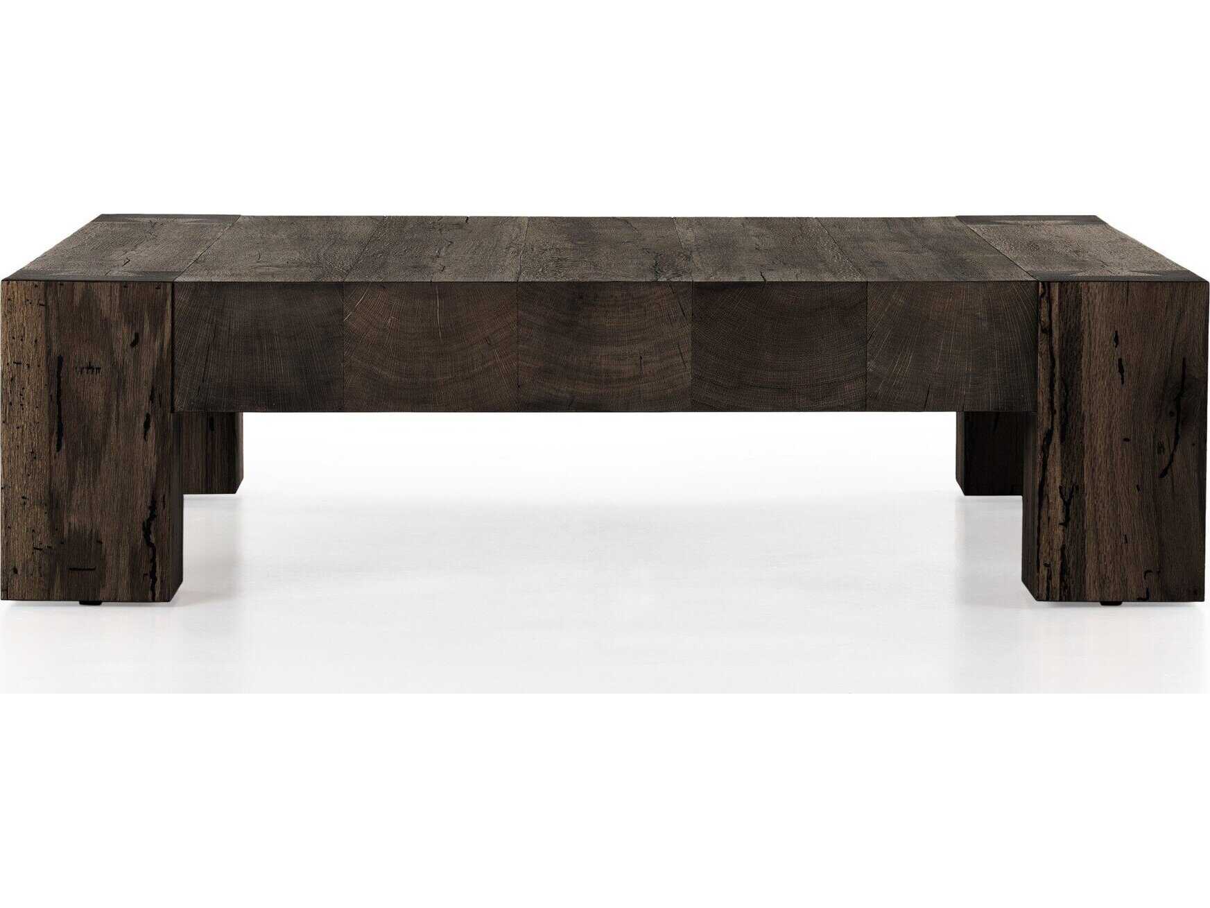 Four Hands Wesson Abaso Square Ebony Rustic Wormwood Oak Coffee Table