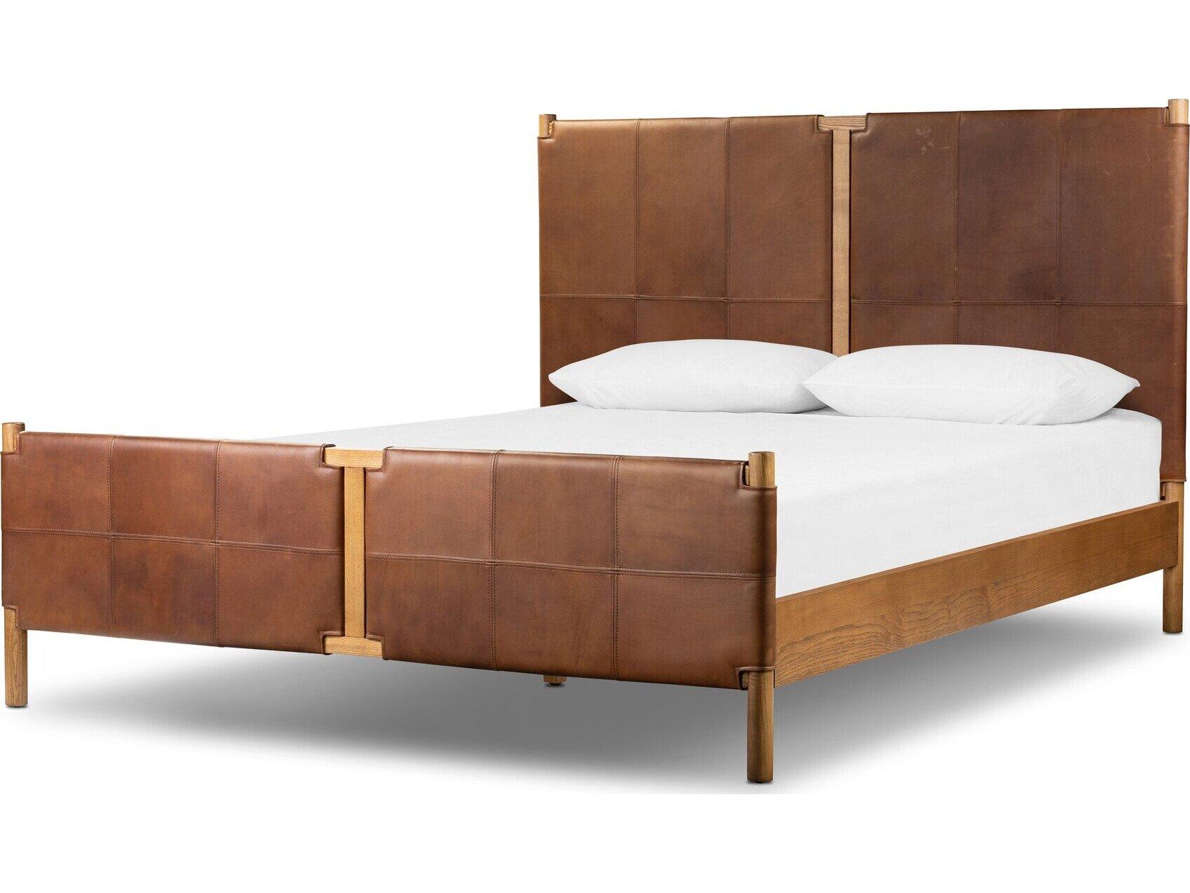Four Hands Bolton Brown Ash Wood Upholstered California King Panel Bed