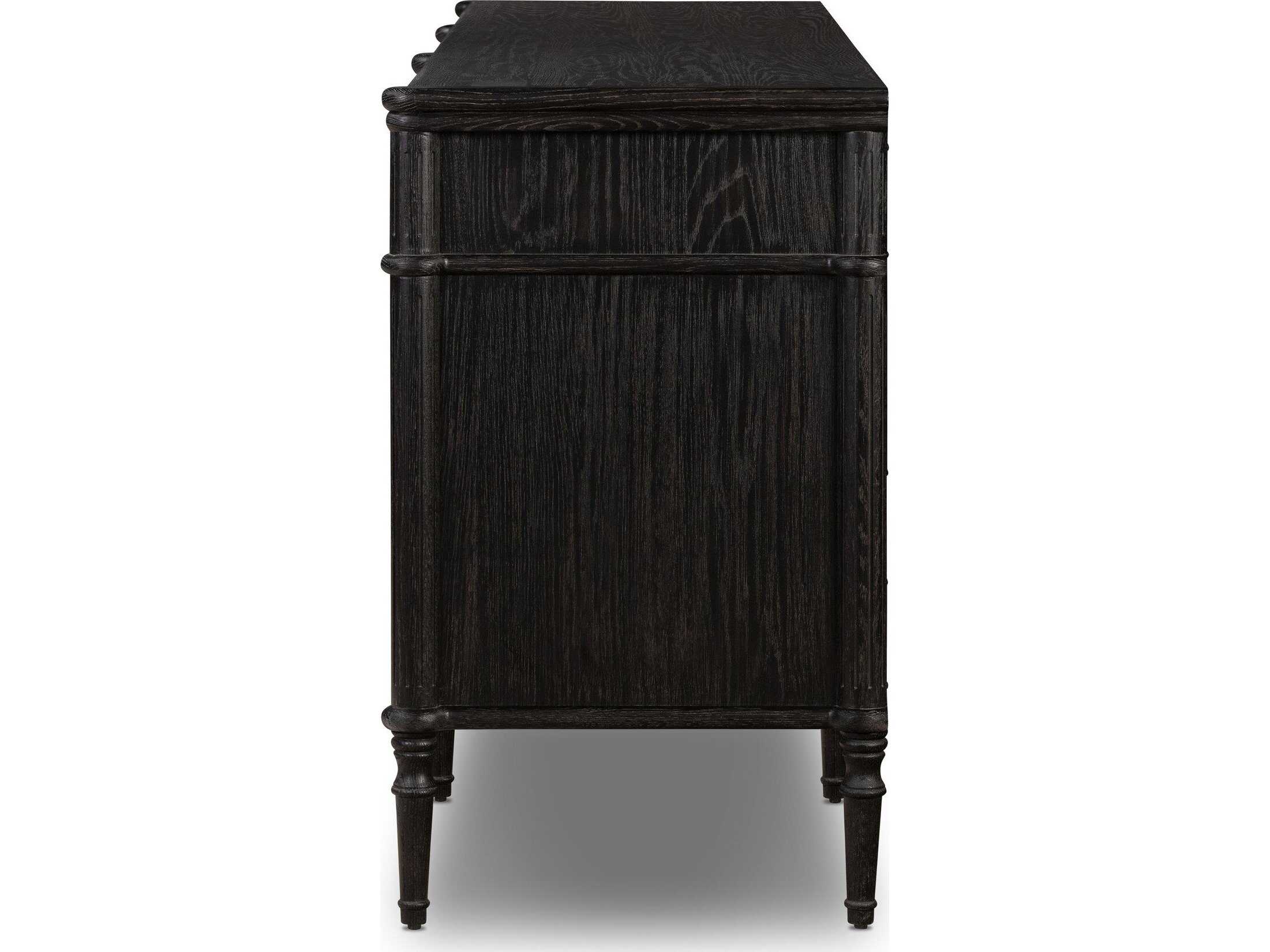 Four Hands Collins Toulouse Distressed Black Oak  Wood 9 Drawer Dresser