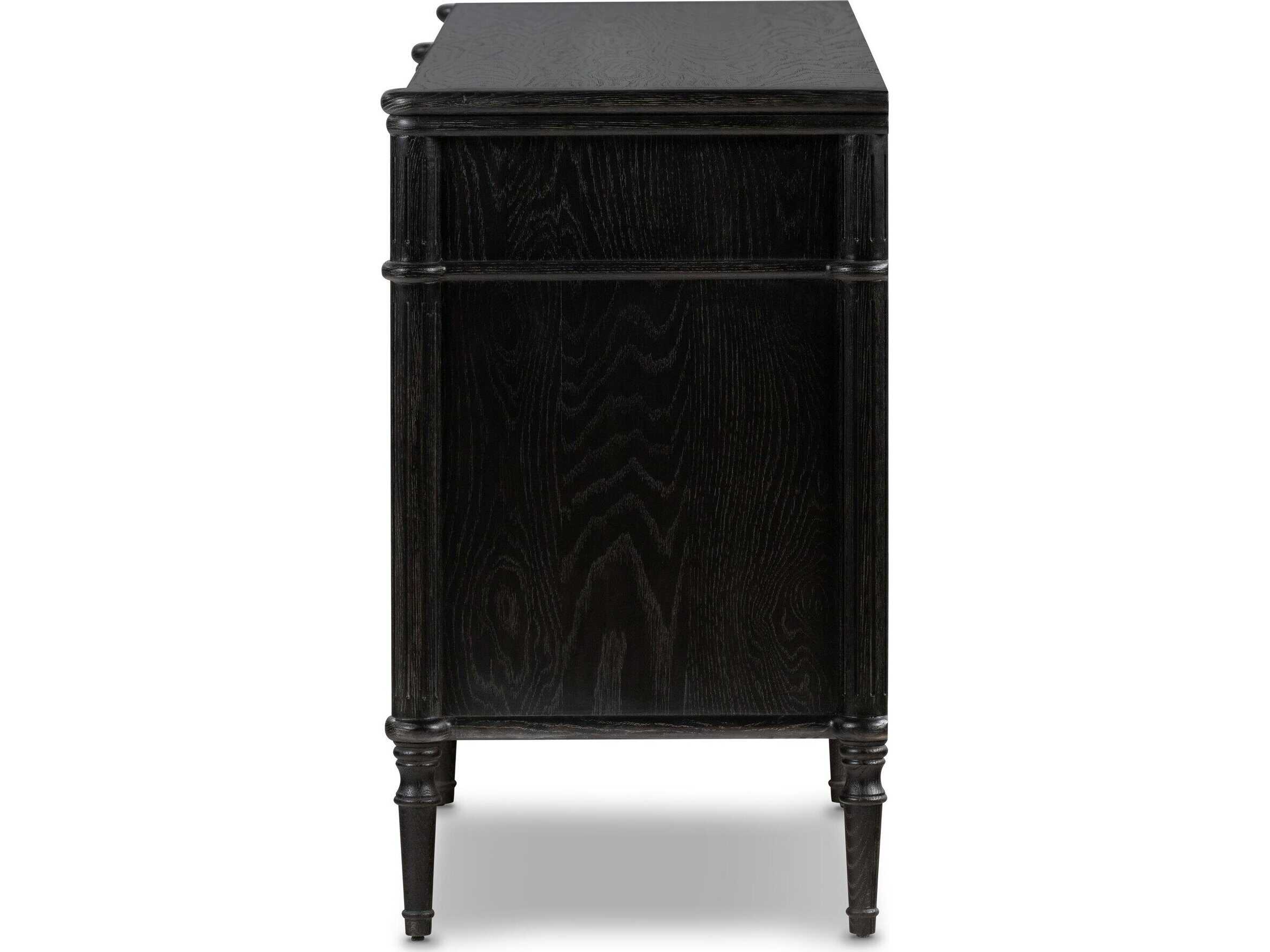 Four Hands Collins Toulouse Distressed Black Oak  Wood 6 Drawer Dresser