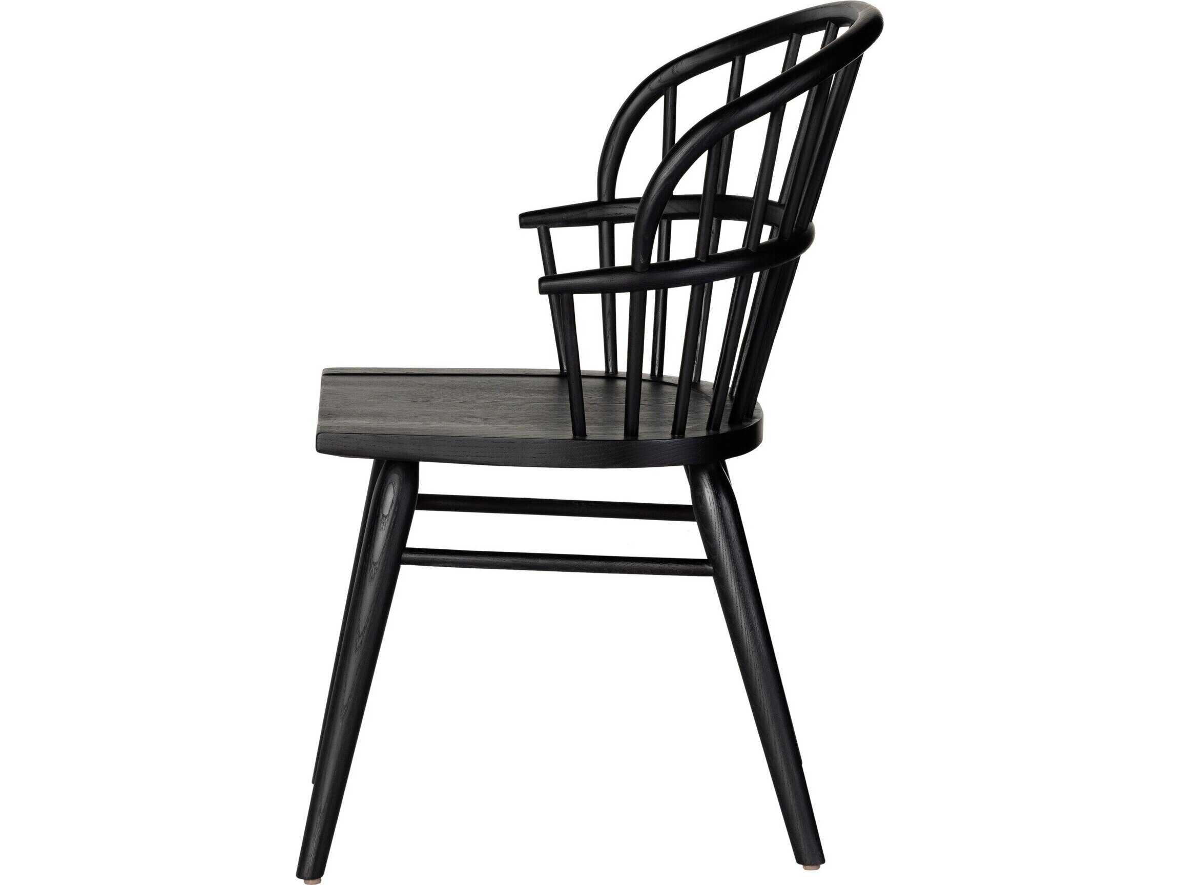 Four Hands Keston Connor Ash Wood Black Side Dining Chair