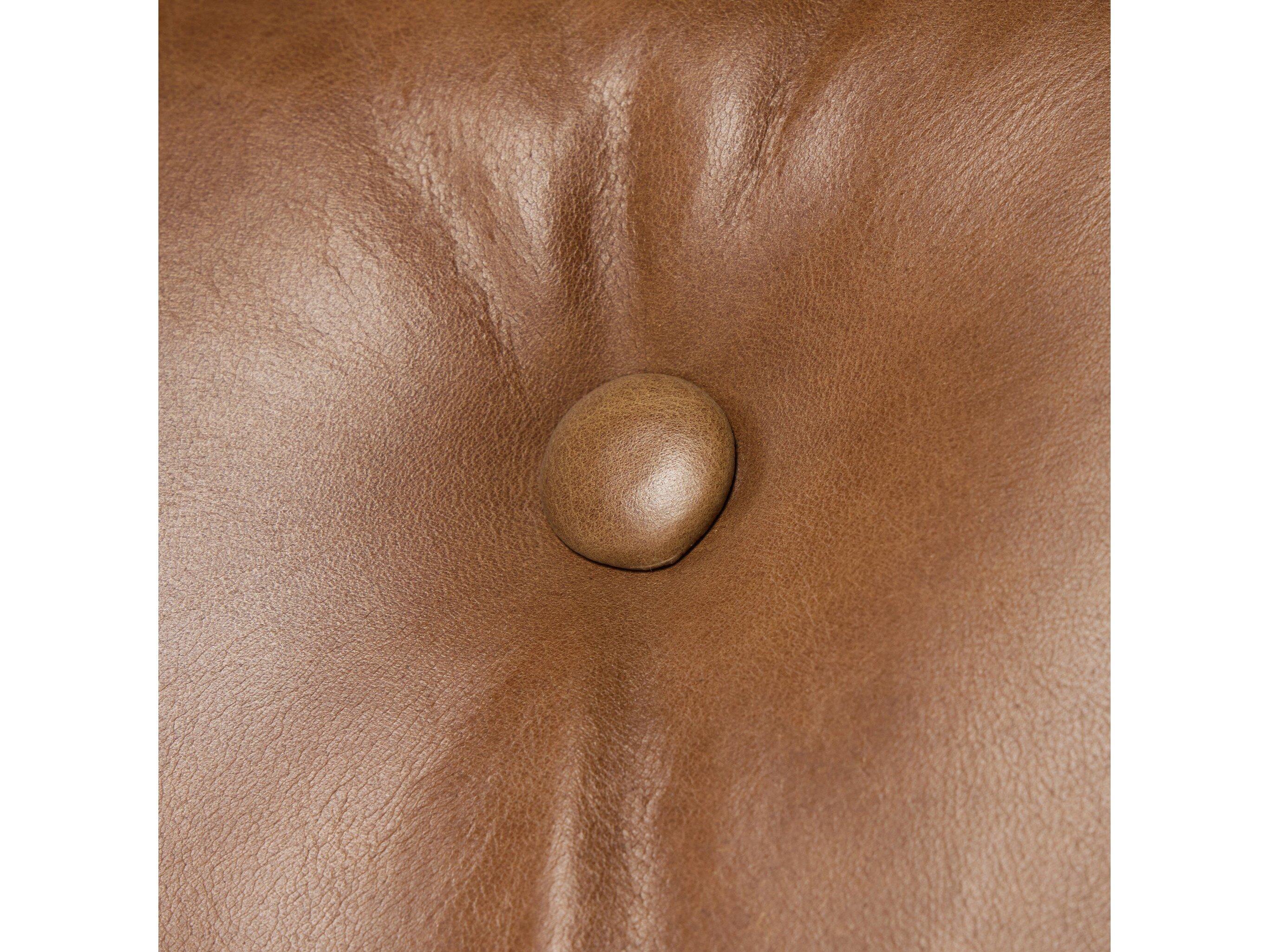 Four Hands Westgate Lenz Leather Parrawood Brown Upholstered Arm Dining Chair