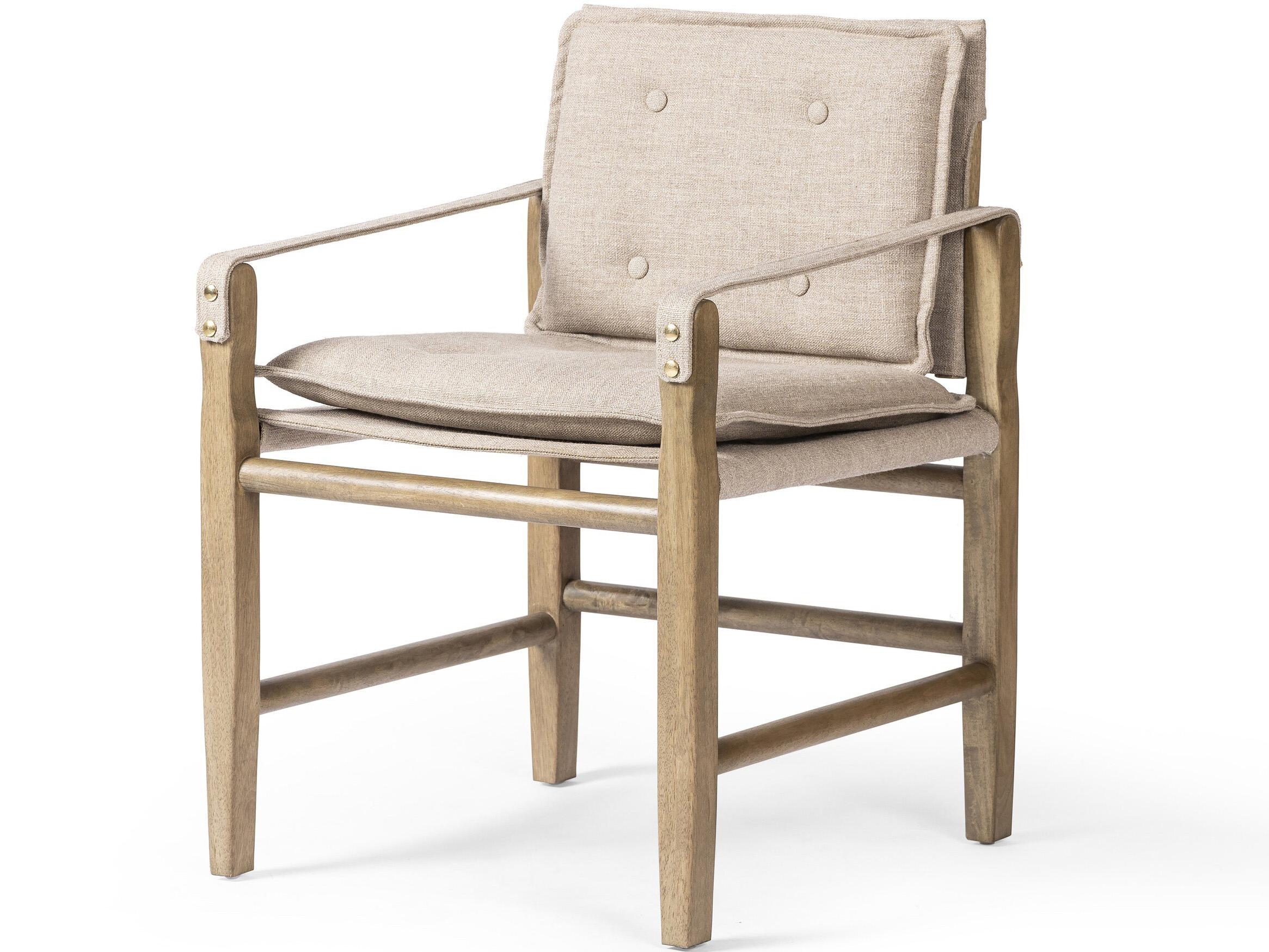 Four Hands Westgate Parrawood Brown Upholstered Arm Dining Chair