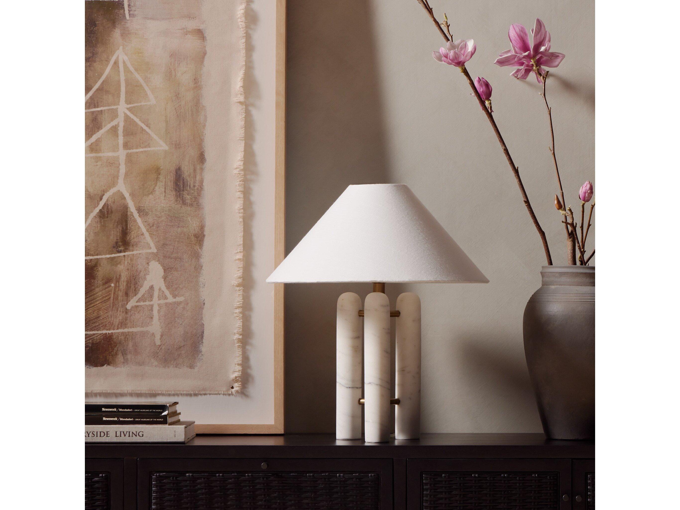 Four Hands Asher Medici Charcoal and White Marble  Table Lamp