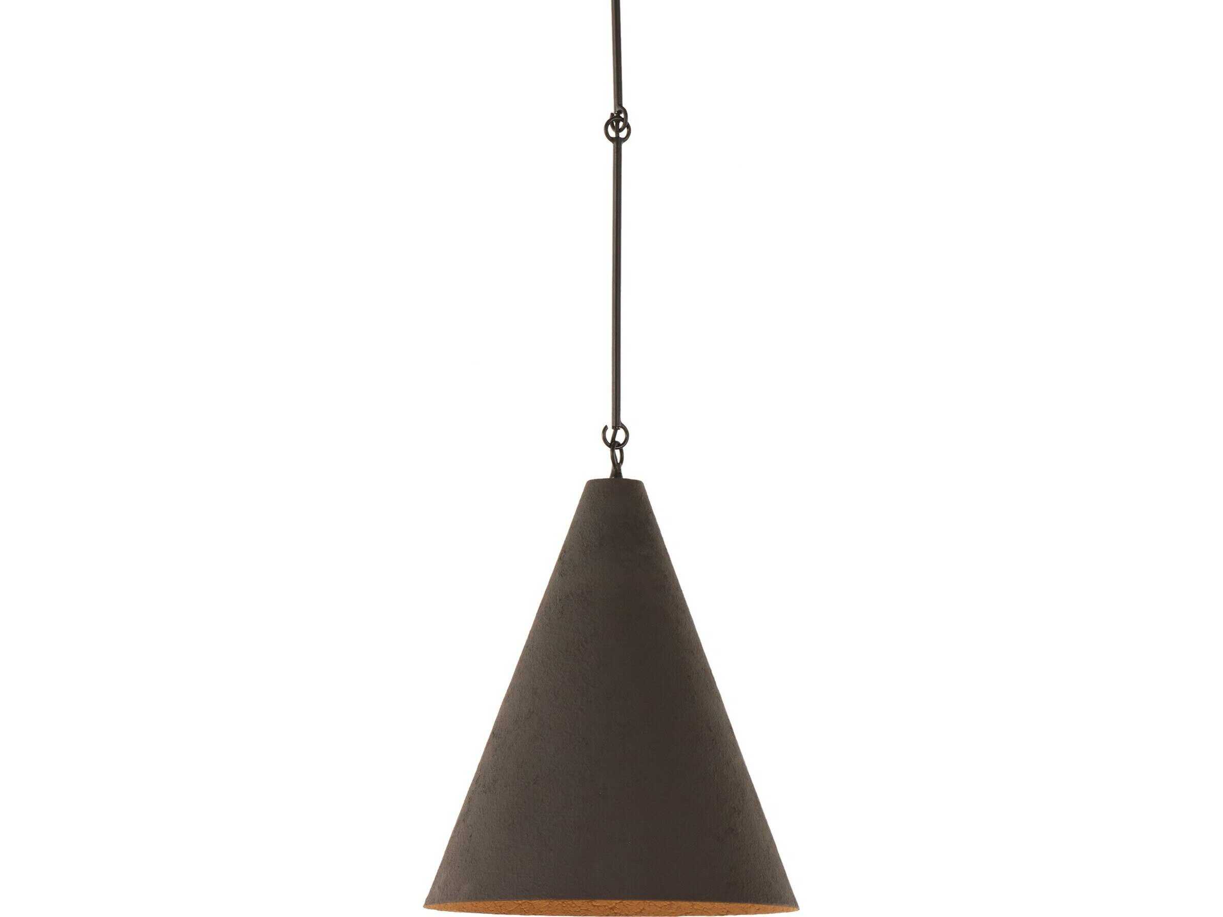 Four Hands Hutton 1-Light Matte Black Plaster Antiqued Iron Pendant