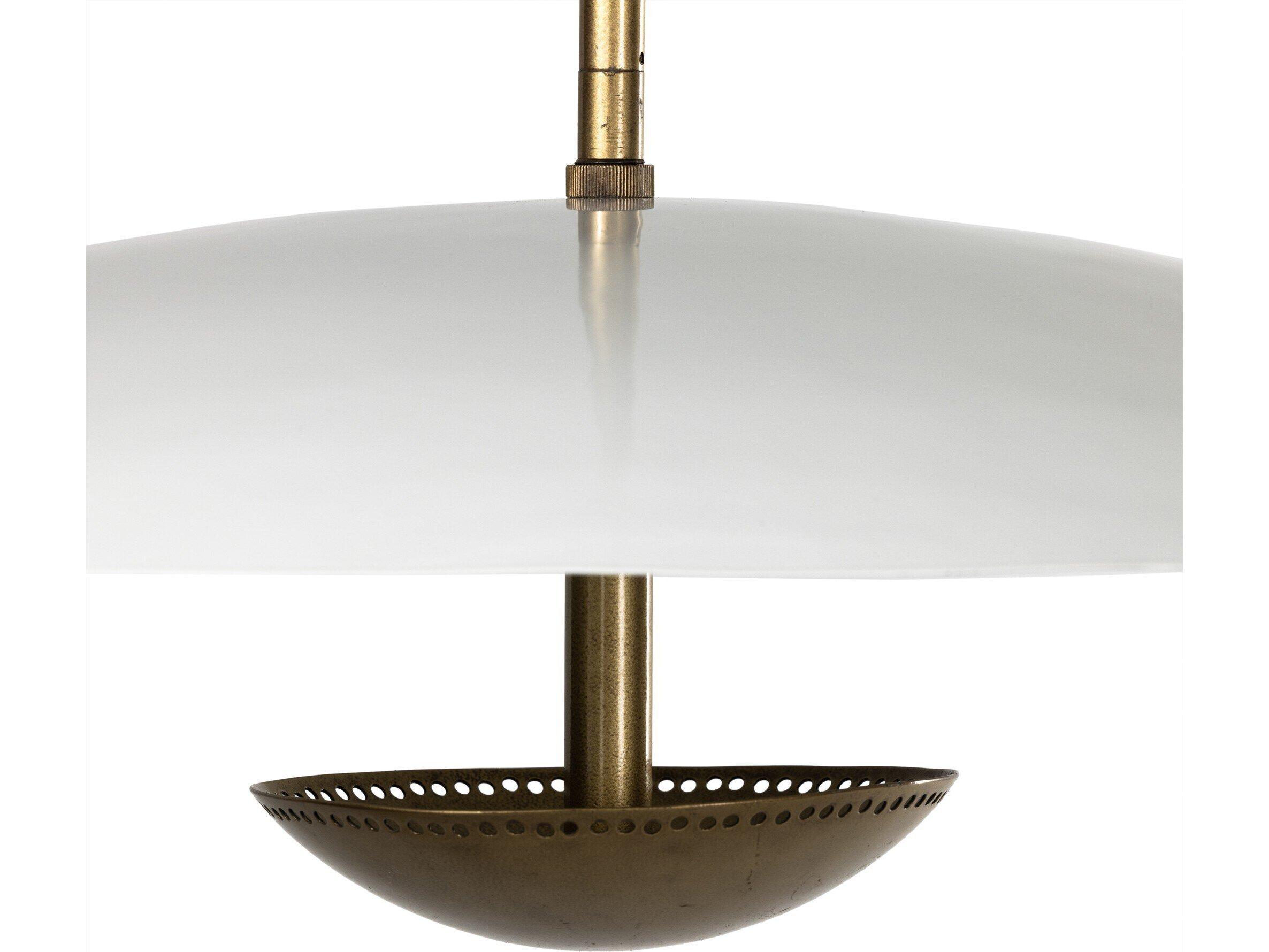 Four Hands Hutton 1-Light Antique Brass Cream White Bowl Linear Pendant