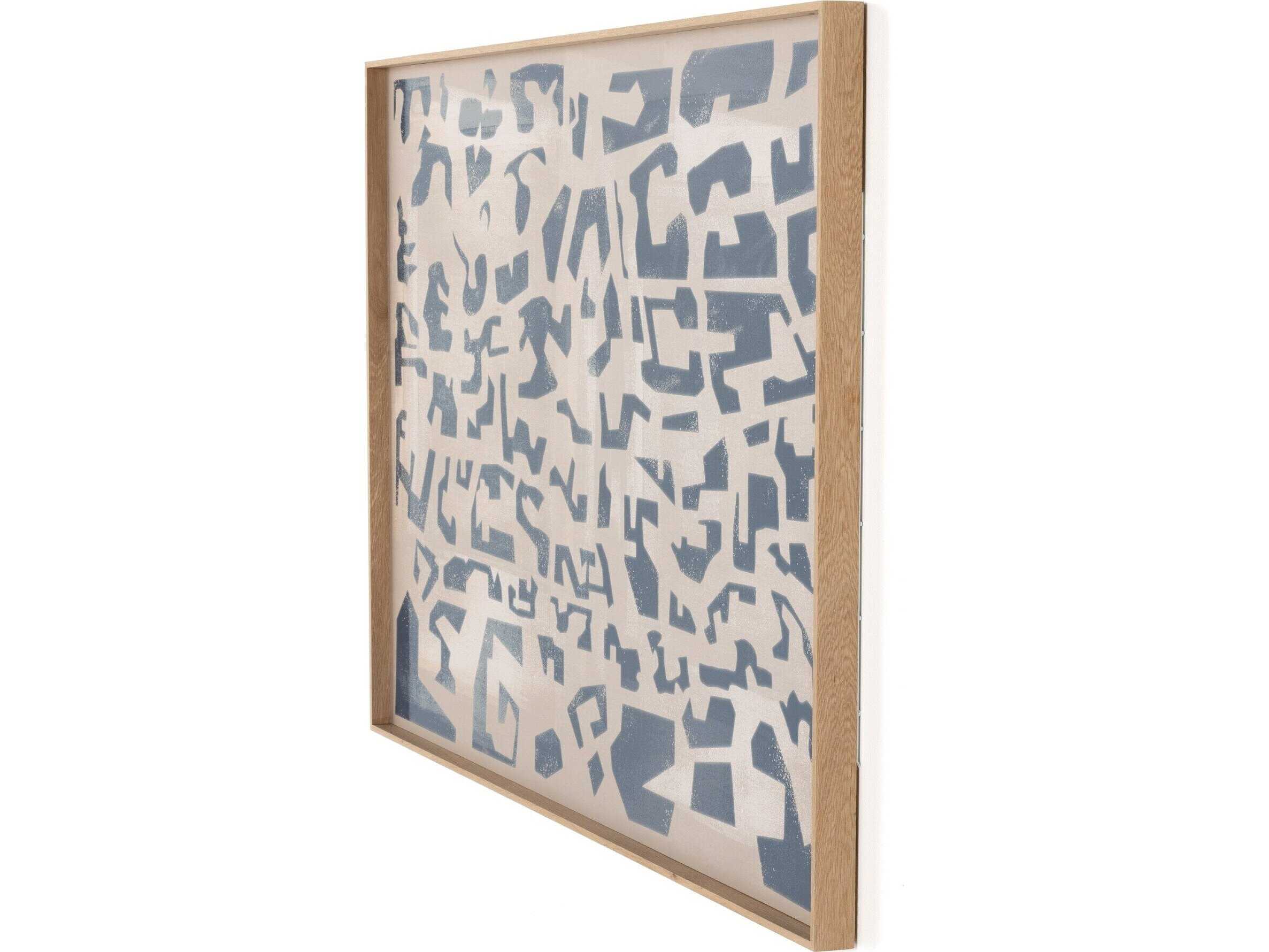 Four Hands Art Studio Block I by Coup D'esprit Vertical Grain White Oak Floater  Canvas Wall Art
