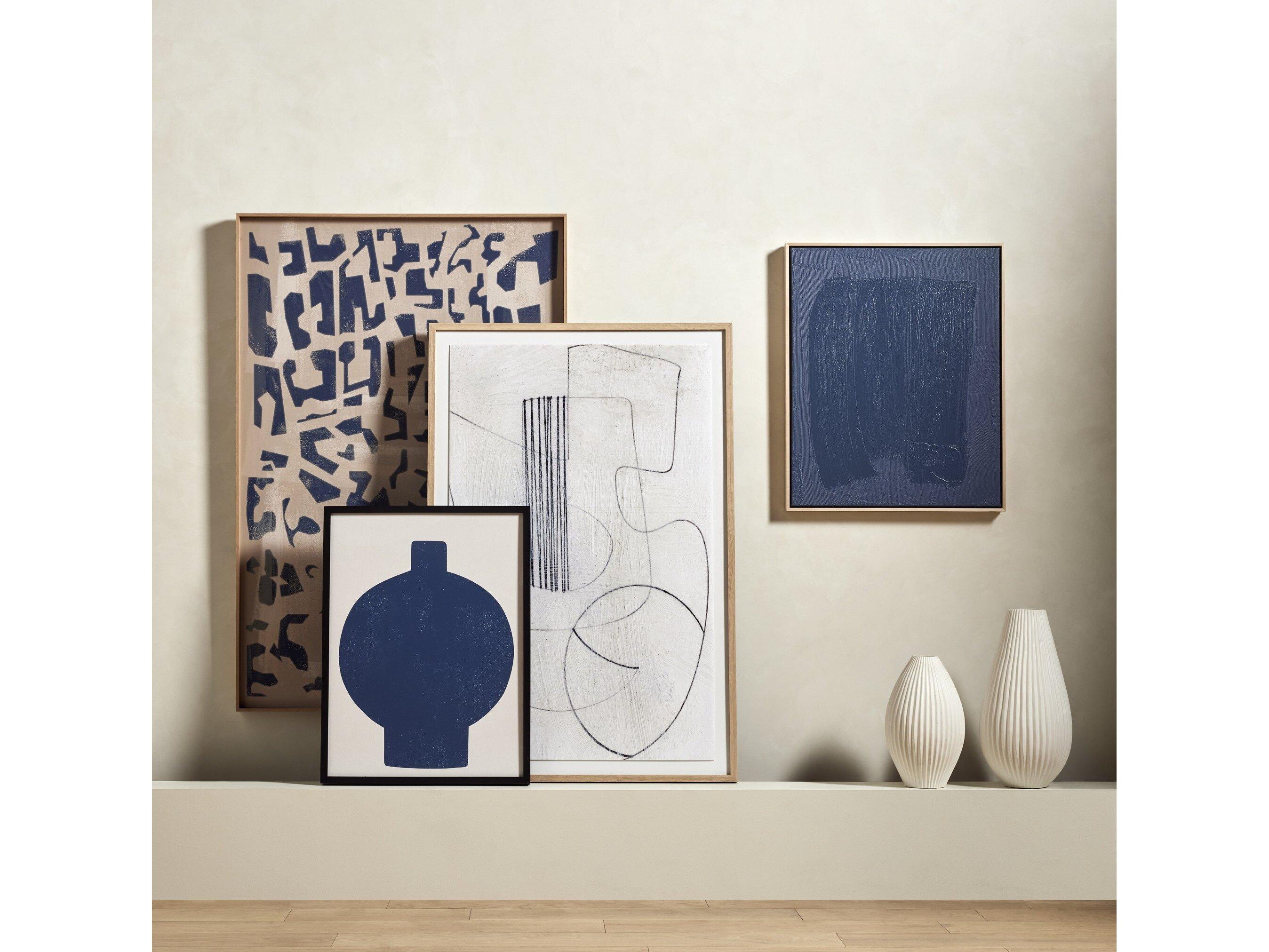 Four Hands Art Studio Block I by Coup D'esprit Vertical Grain White Oak Floater  Canvas Wall Art