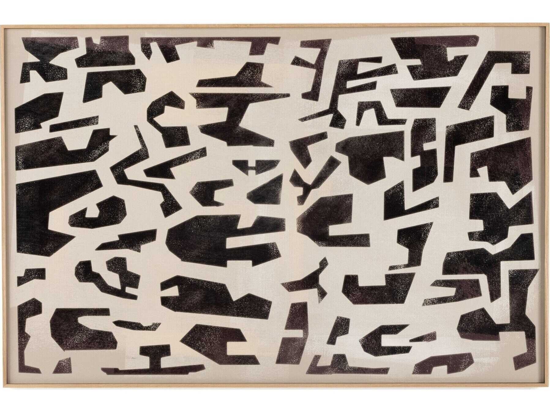 Four Hands Art Studio Block II by Coup D'esprit Vertical Grain White Oak Floater  Canvas Wall Art