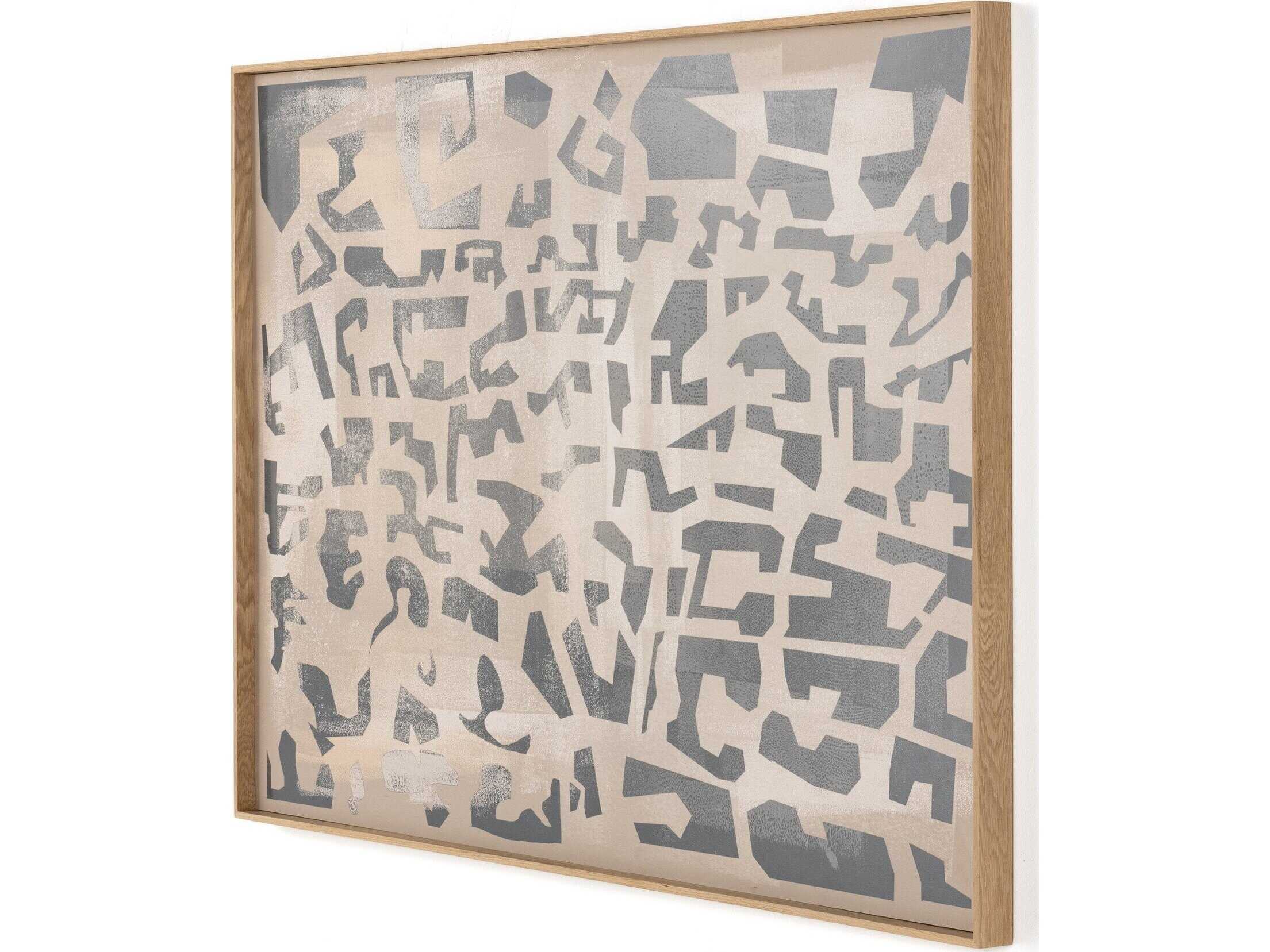 Four Hands Art Studio Block III by Coup D'esprit Vertical Grain White Oak Floater  Canvas Wall Art