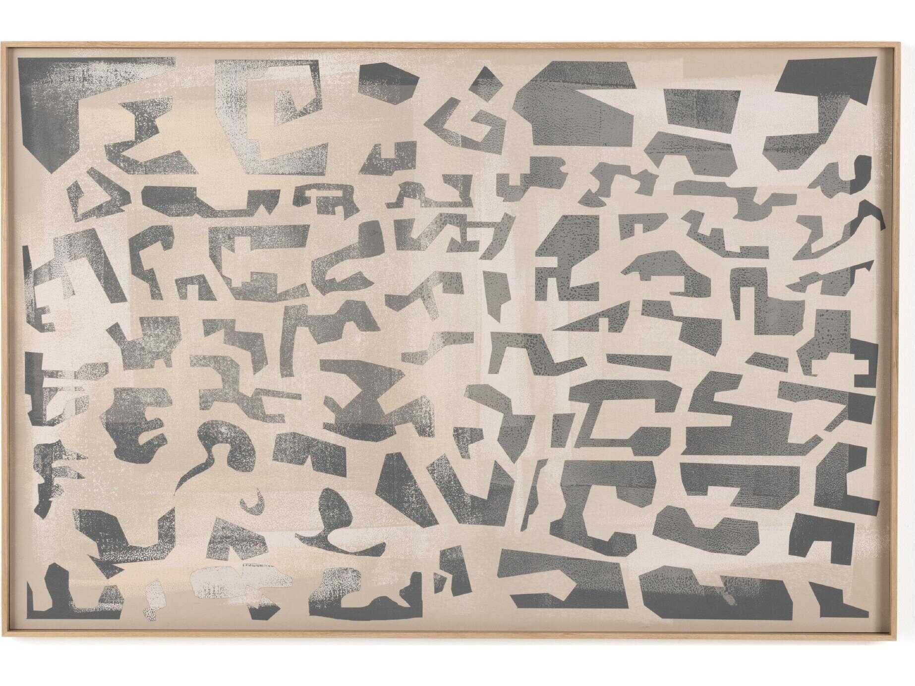 Four Hands Art Studio Block III by Coup D'esprit Vertical Grain White Oak Floater  Canvas Wall Art