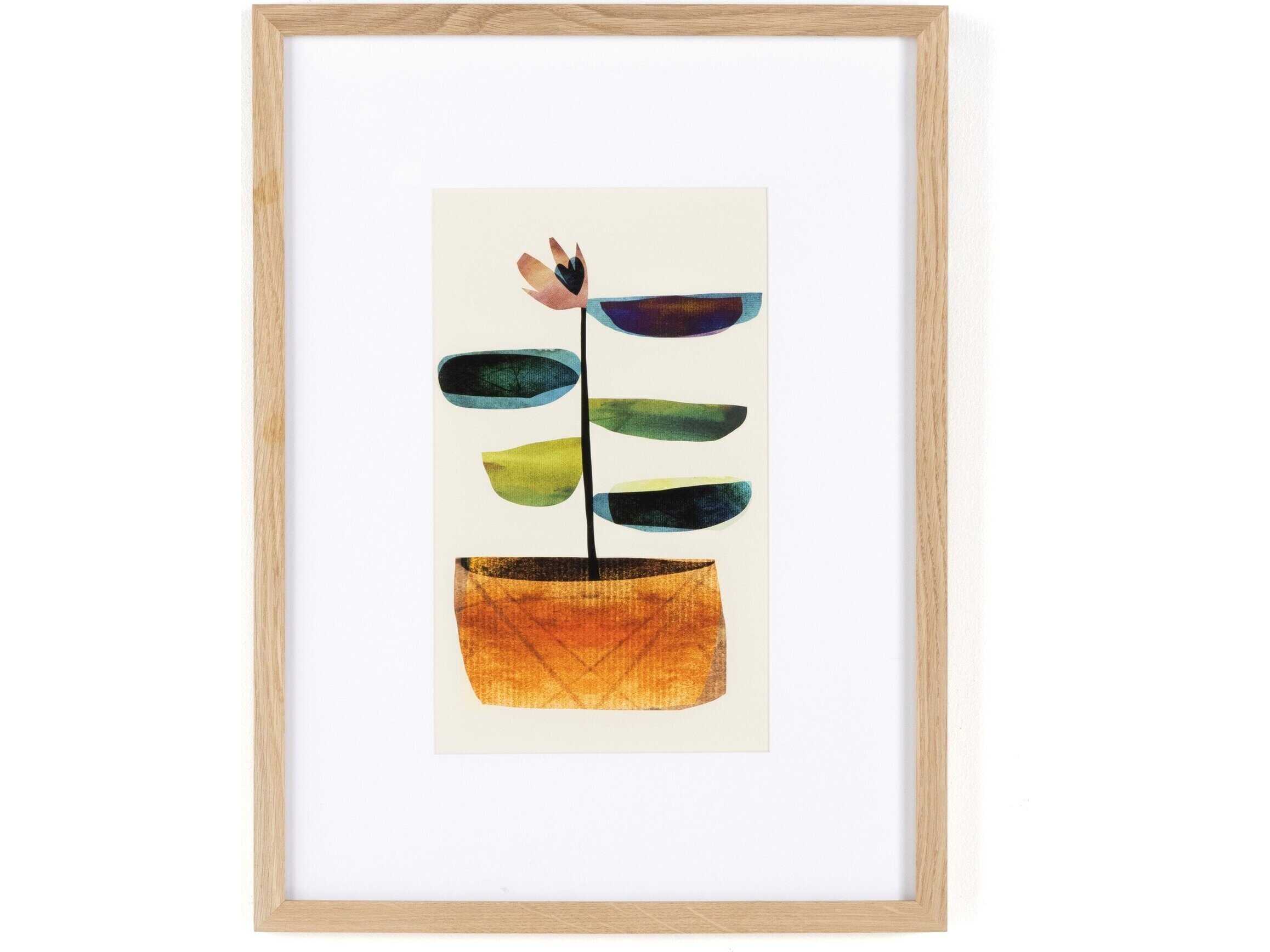 Four Hands Art Studio Pot Plant I by Dan Hobday Vertical Grain White Oak  Canvas Wall Art