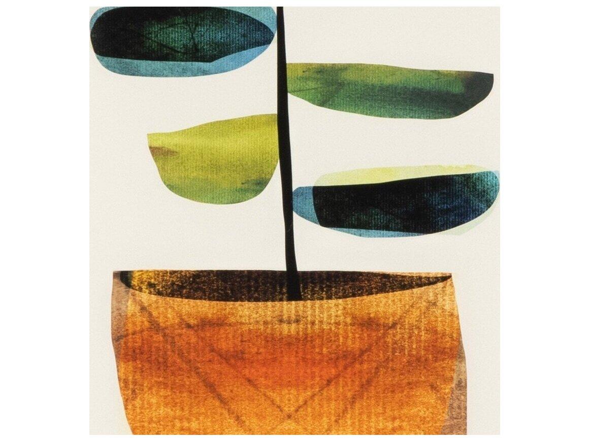 Four Hands Art Studio Pot Plant I by Dan Hobday Vertical Grain White Oak  Canvas Wall Art