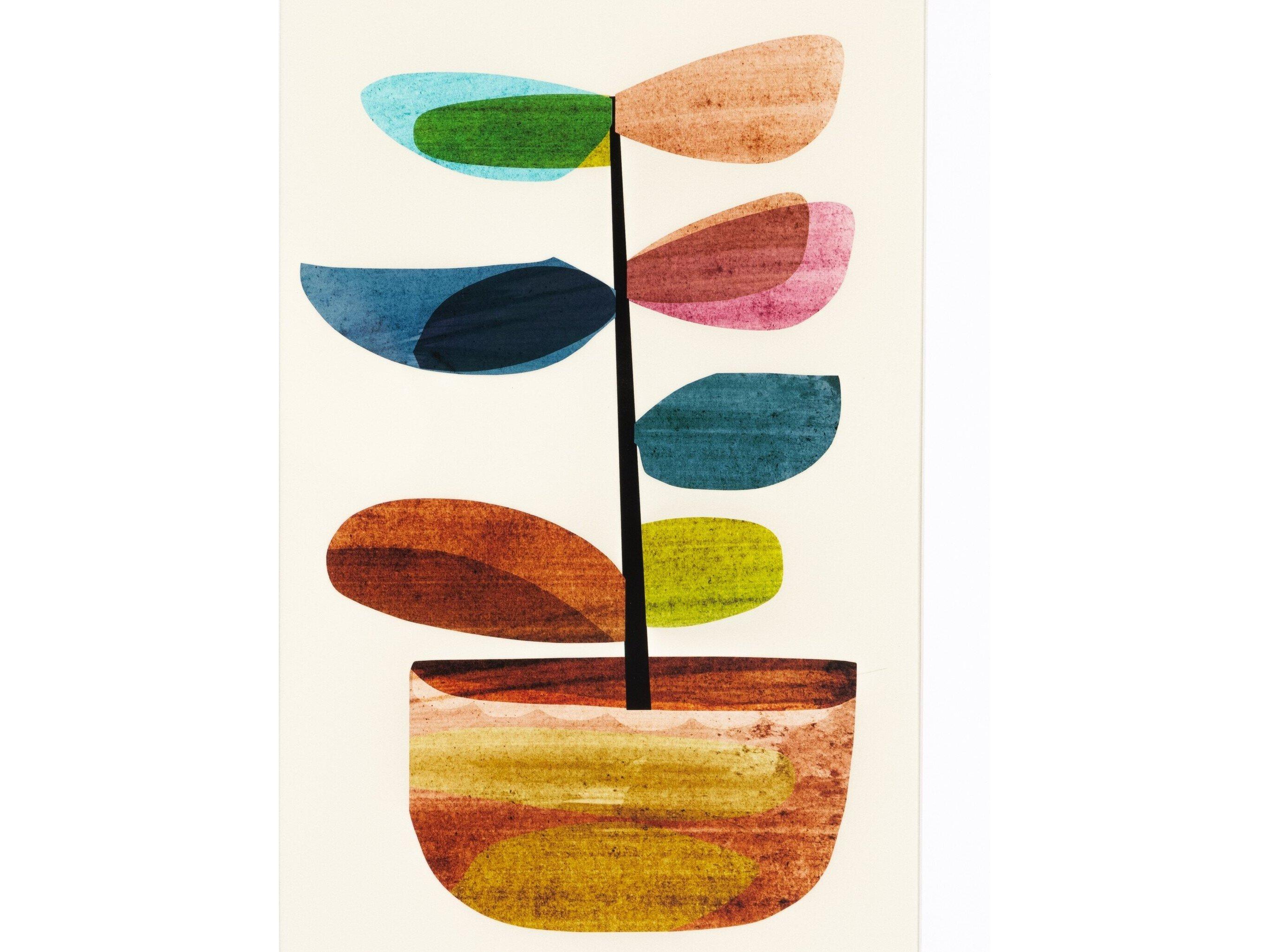 Four Hands Art Studio Pot Plant II by Dan Hobday Vertical Grain White Oak  Canvas Wall Art