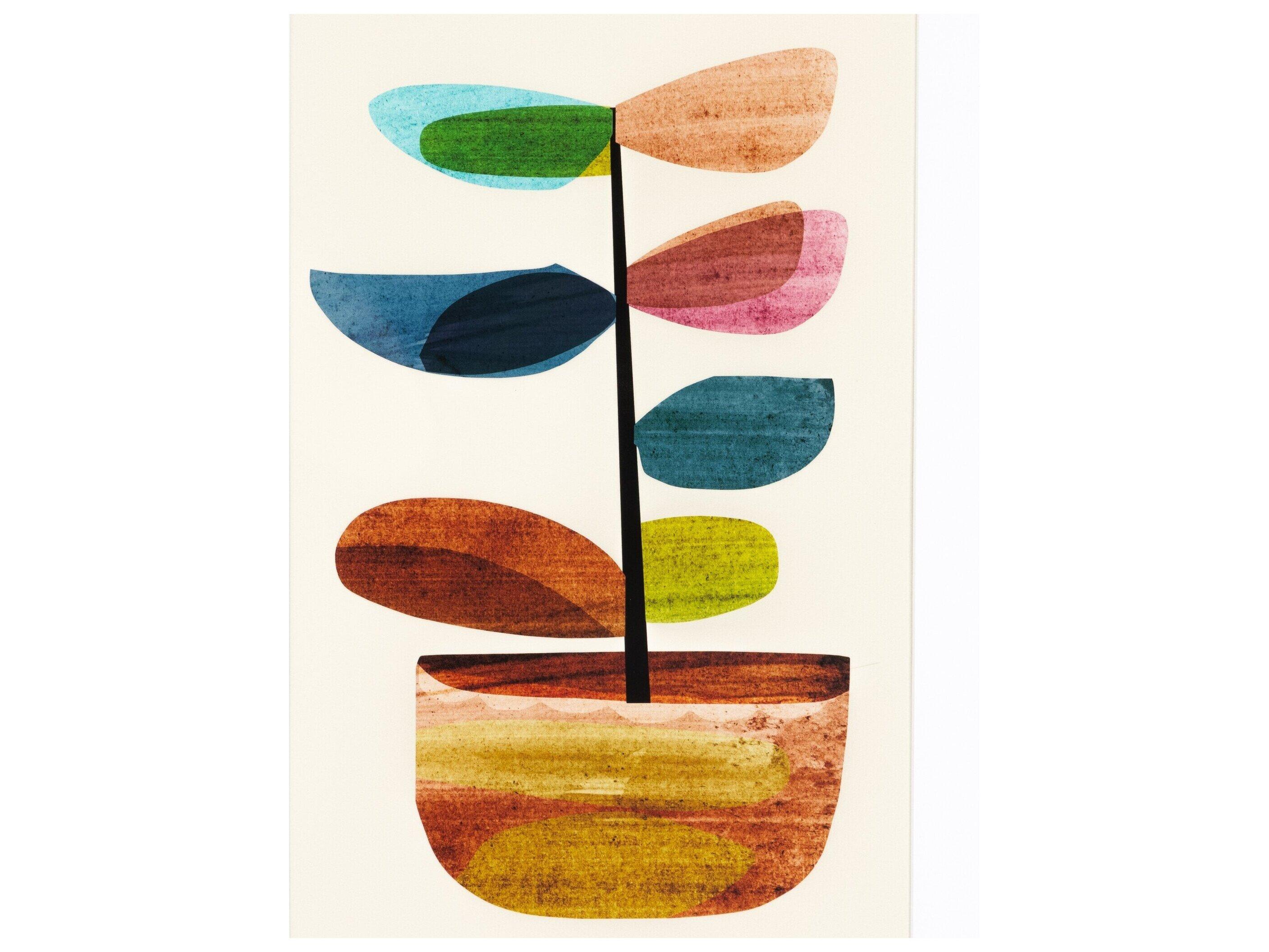 Four Hands Art Studio Pot Plant II by Dan Hobday Vertical Grain White Oak  Canvas Wall Art