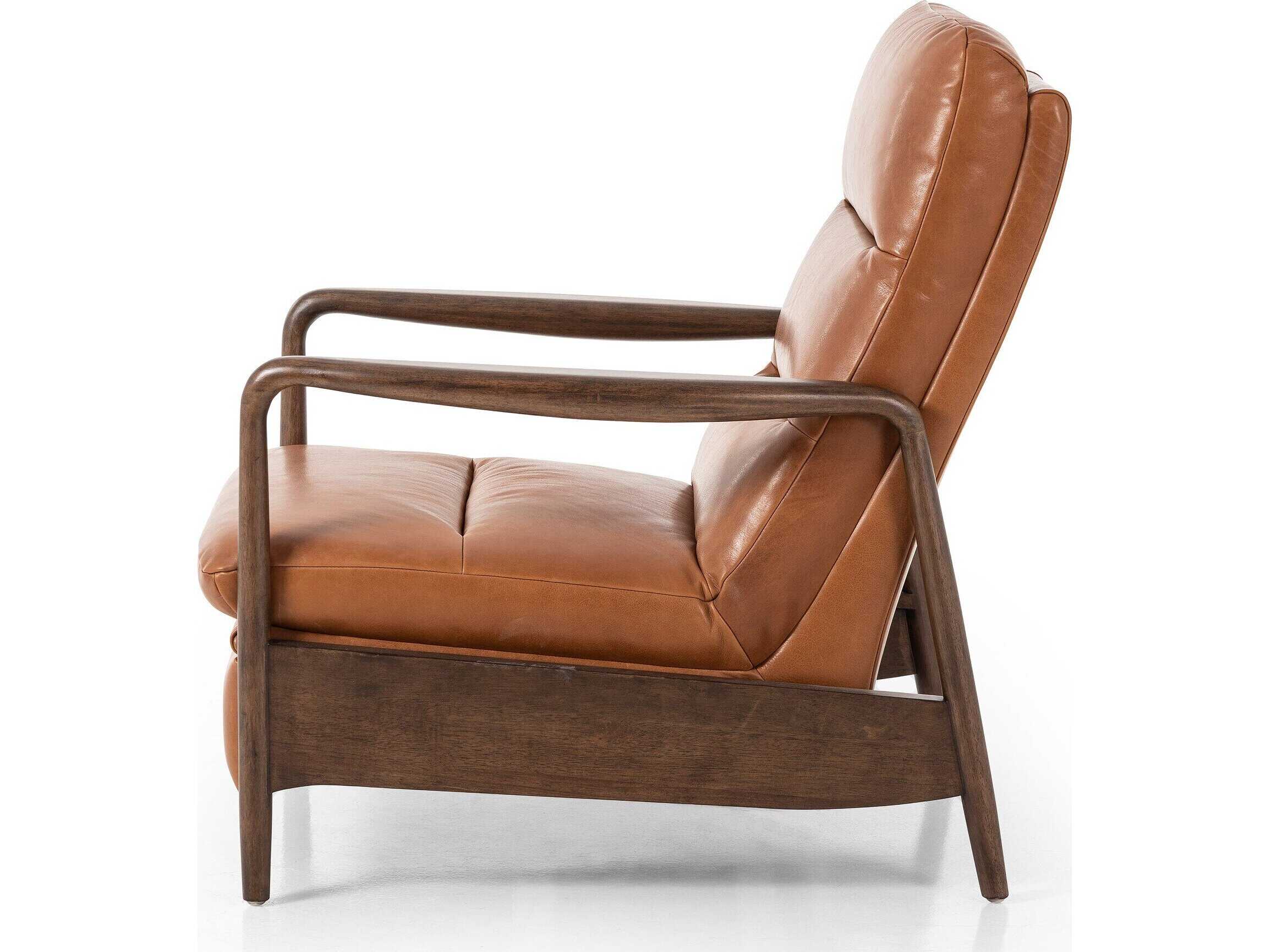 Four Hands Kensington Rhodes Dakota Tobacco Almond Brown Leather Recliner Chair