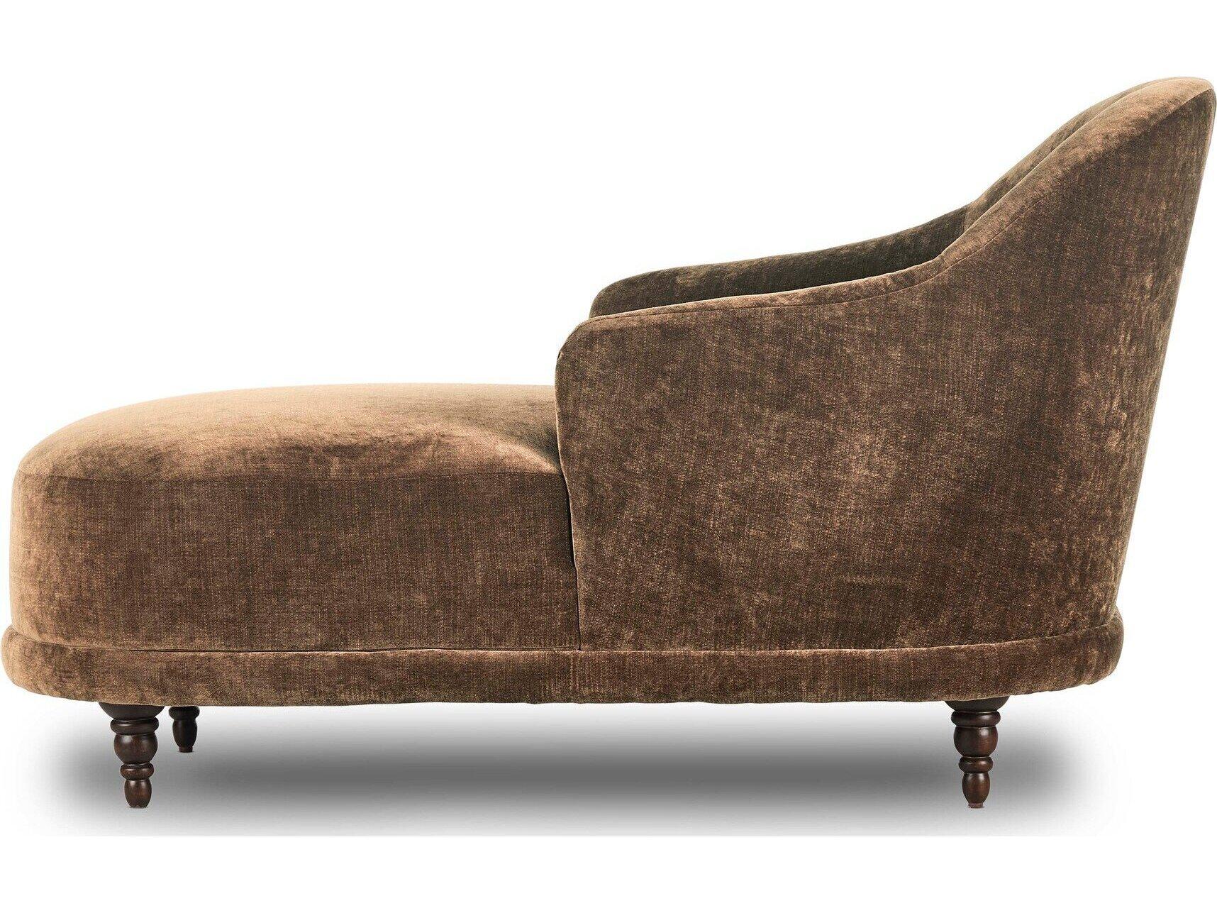Four Hands Centrale Altair Mushroom Brown Velvet Upholstered Chaise