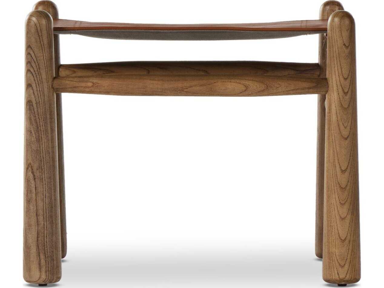 Four Hands Allston Nino Dakota Tobacco Toasted Nettlewood Brown Leather Ottoman