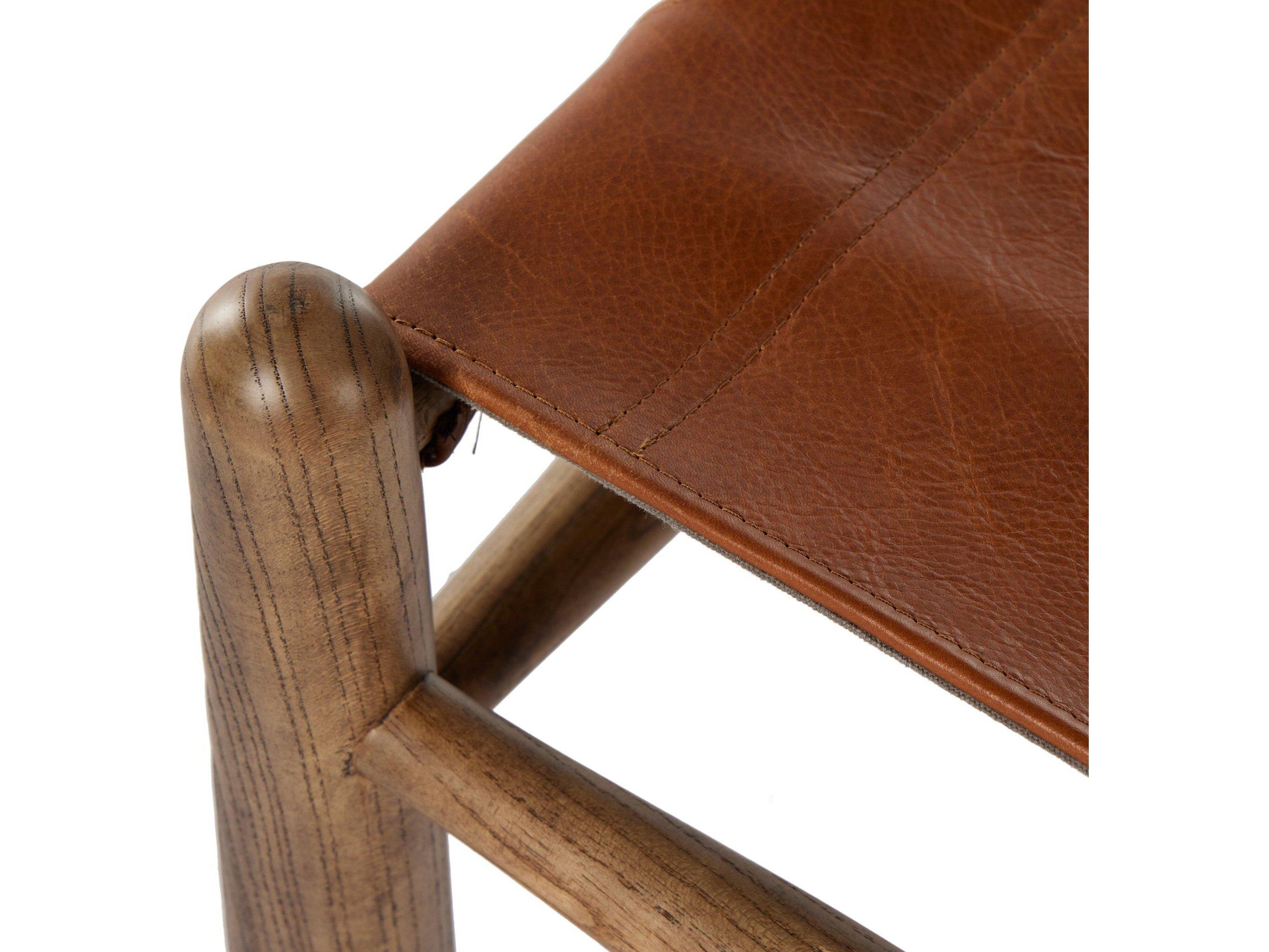 Four Hands Allston Nino Dakota Tobacco Toasted Nettlewood Brown Leather Ottoman