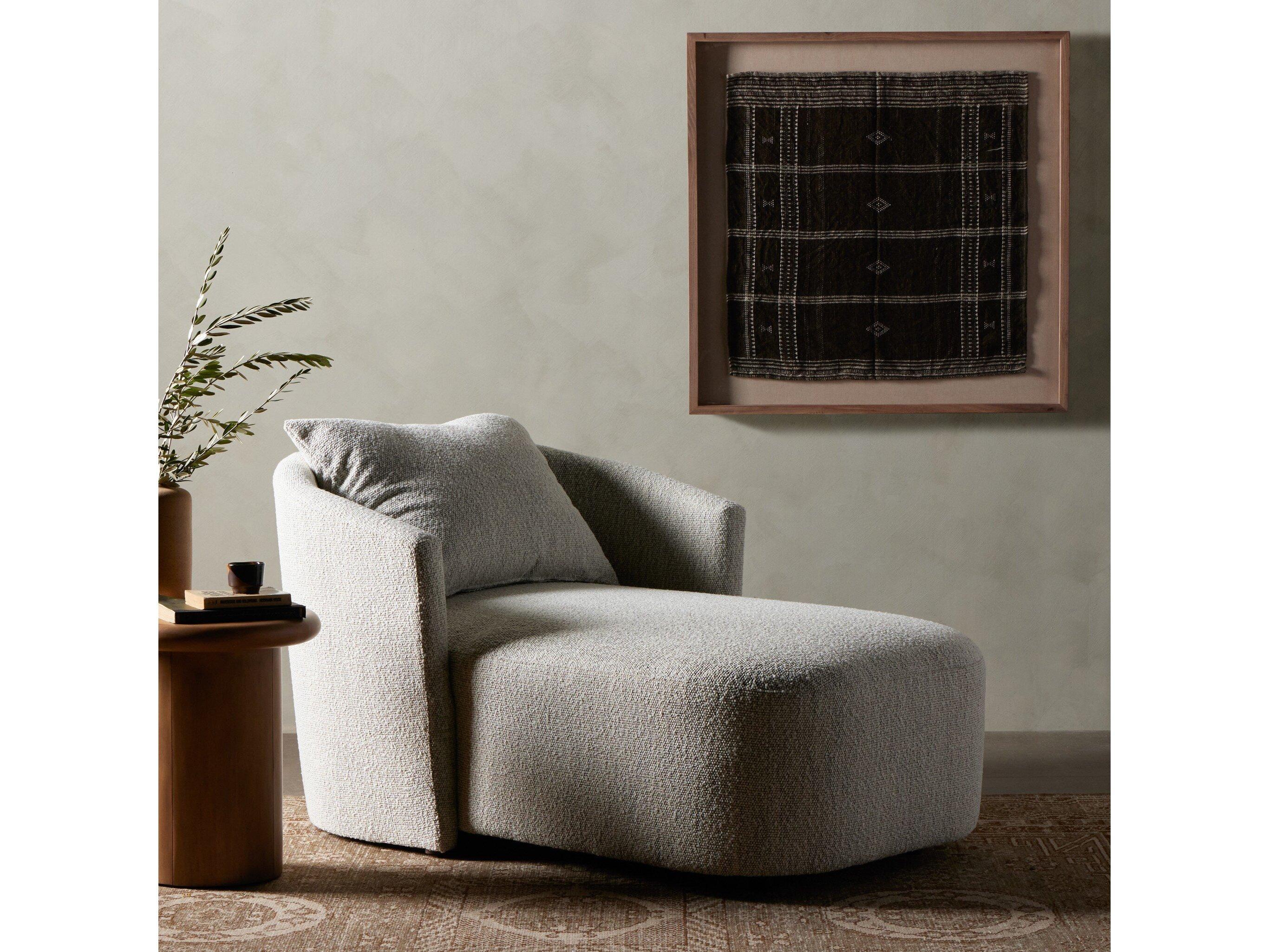 Four Hands Farrah Centrale Merino Cotton Gray Upholstered Chaise Lounge