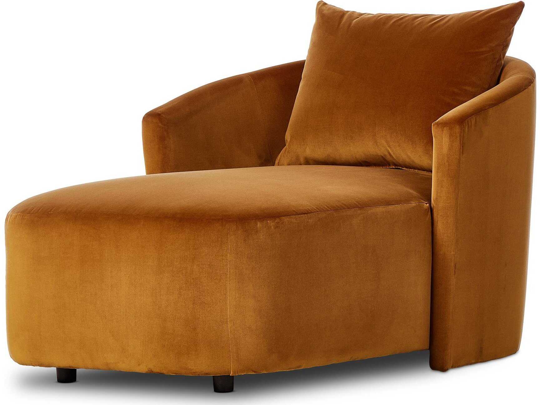 Four Hands Centrale Farrah Ingram Ochre Upholstered Chaise Lounge