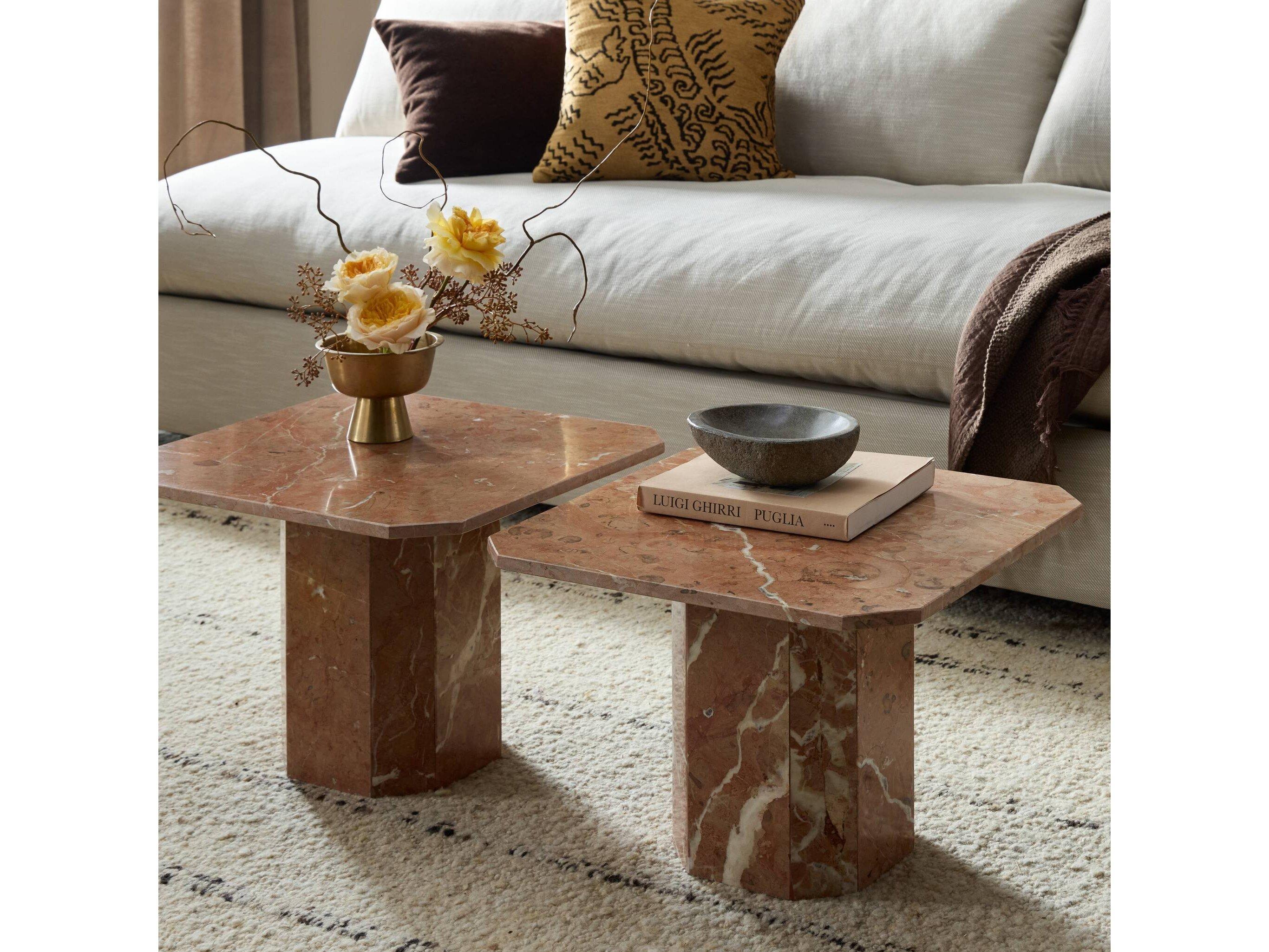 Four Hands Marlow Edina Rectangular Rusty Marble Coffee Table