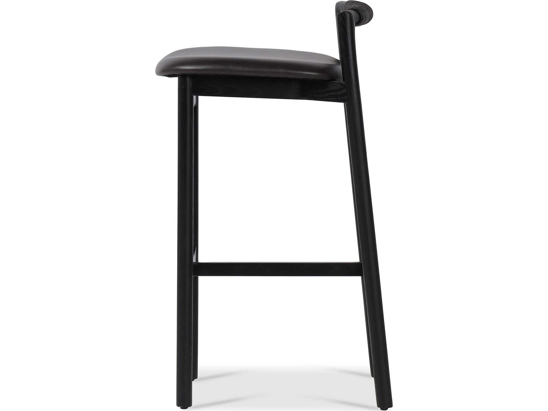 Four Hands Allston Baden Sonoma Black Leather Bar Stool