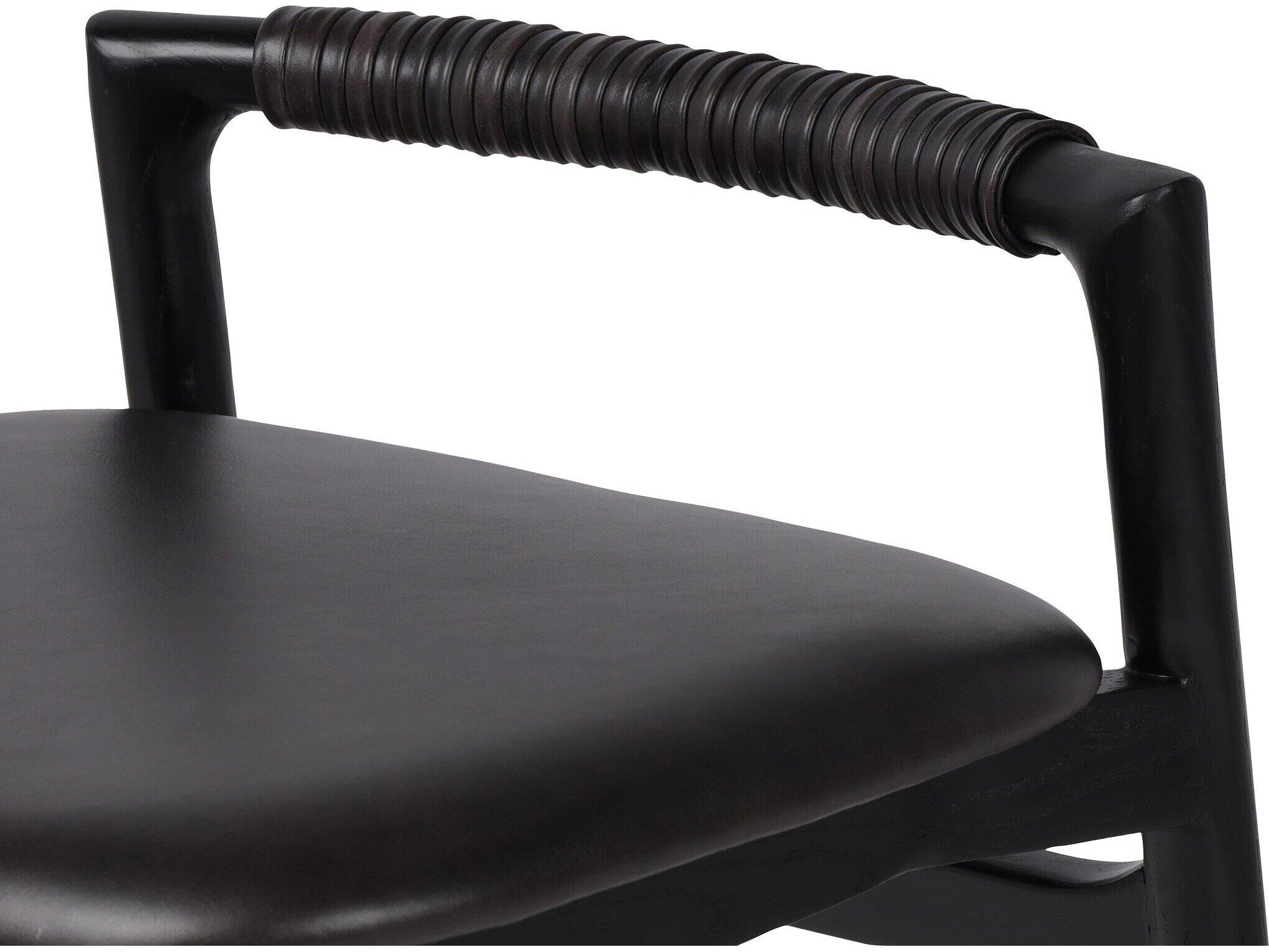 Four Hands Allston Baden Sonoma Black Leather Bar Stool