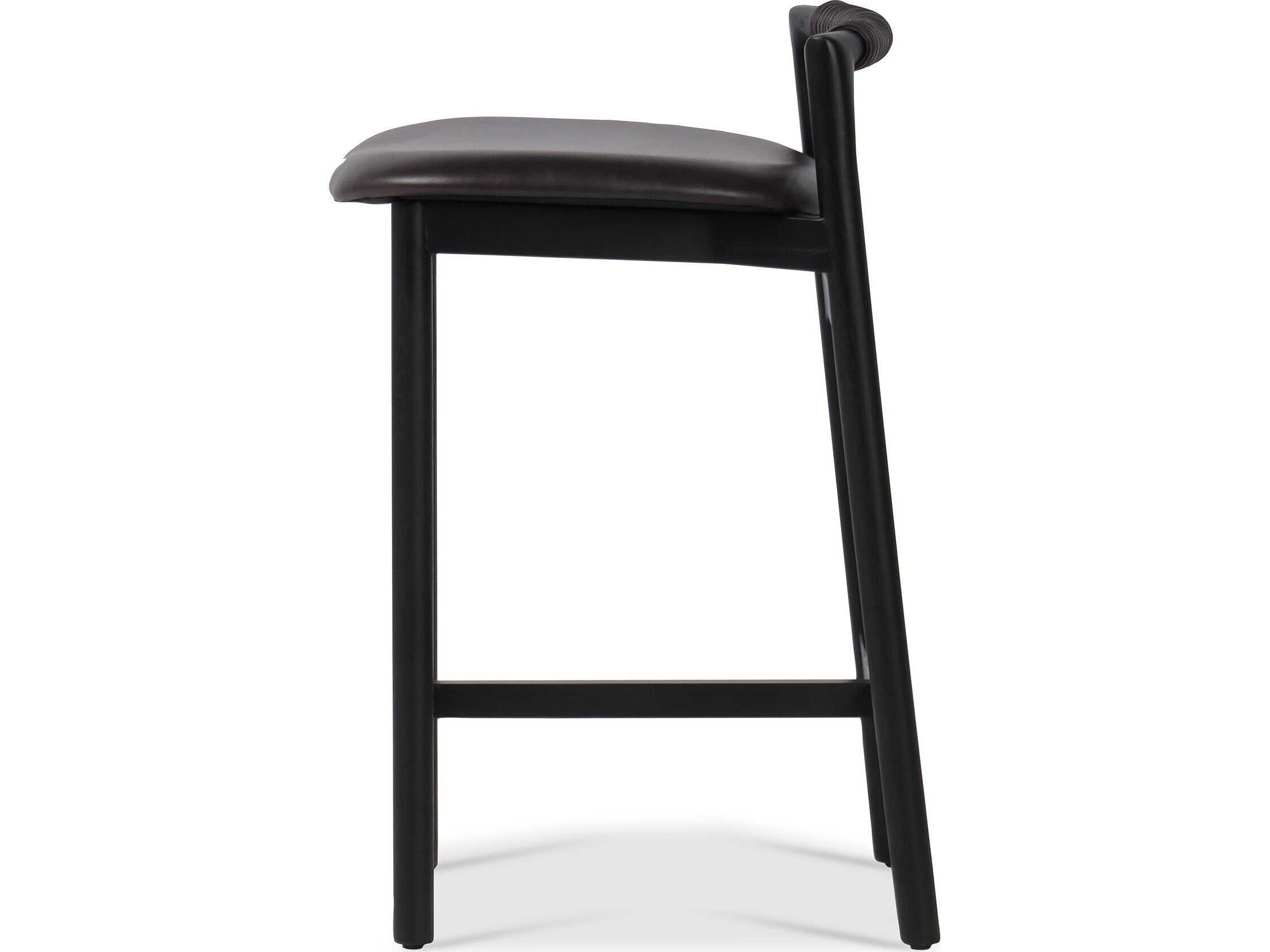 Four Hands Allston Baden Sonoma Black Leather Counter Stool