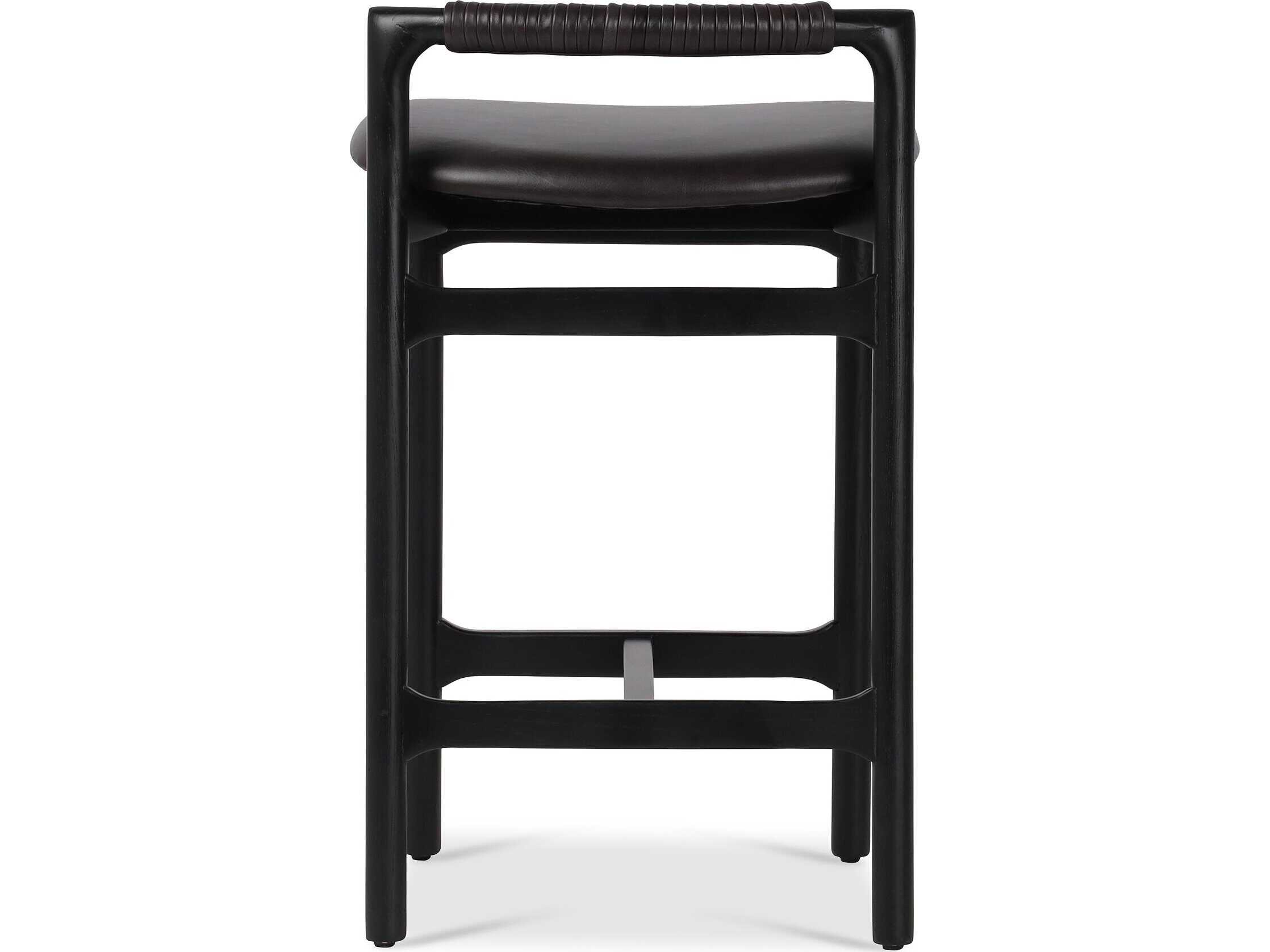 Luxecor Globetrotter Baden Sonoma Black Leather Counter Stool
