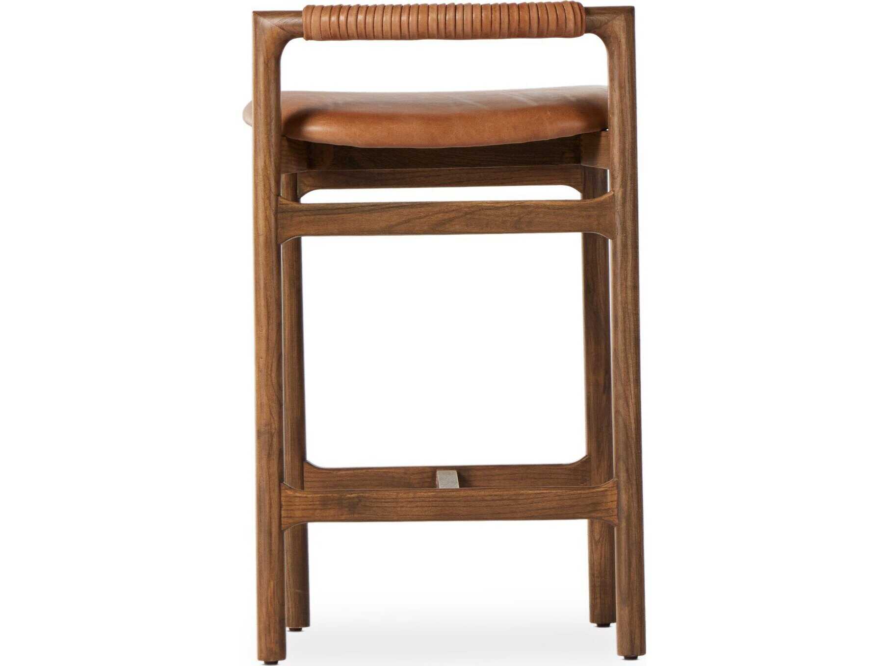 Luxecor Globetrotter Baden Leather Solid Wood Haven Tobacco Lamont Nettlewood Counter Stool
