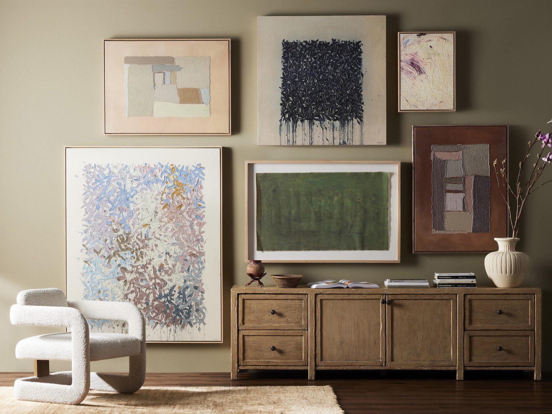 Four Hands Cordella Gaines 92" Pine Wood Aged Light Distressed Copper Media Console