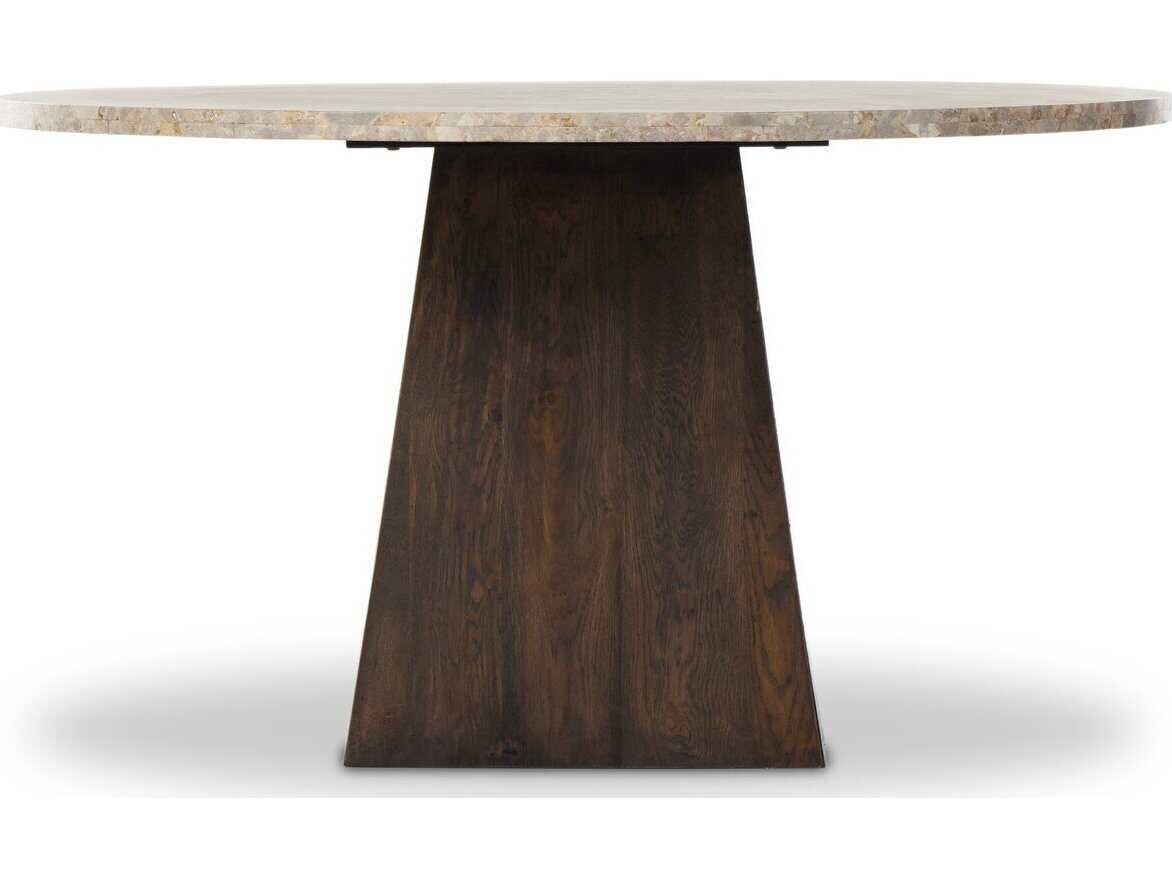 Four Hands Rockwell Brisa Round Stone Grey Tobacco Oak Dune Onyx Dining Table