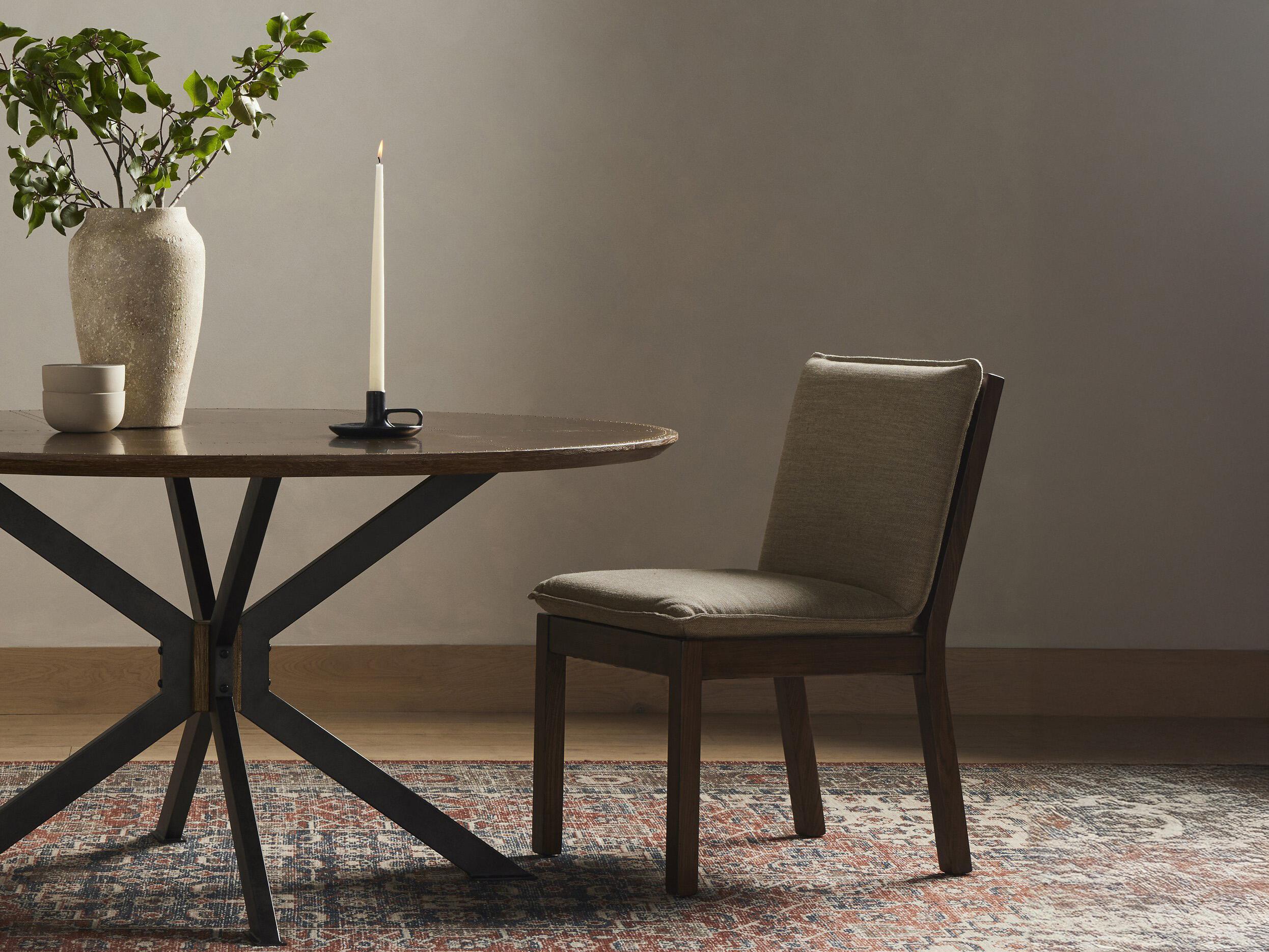 Four Hands Ashford Wilmington Alcala Fawn Upholstered Oak Wood Dining Chair