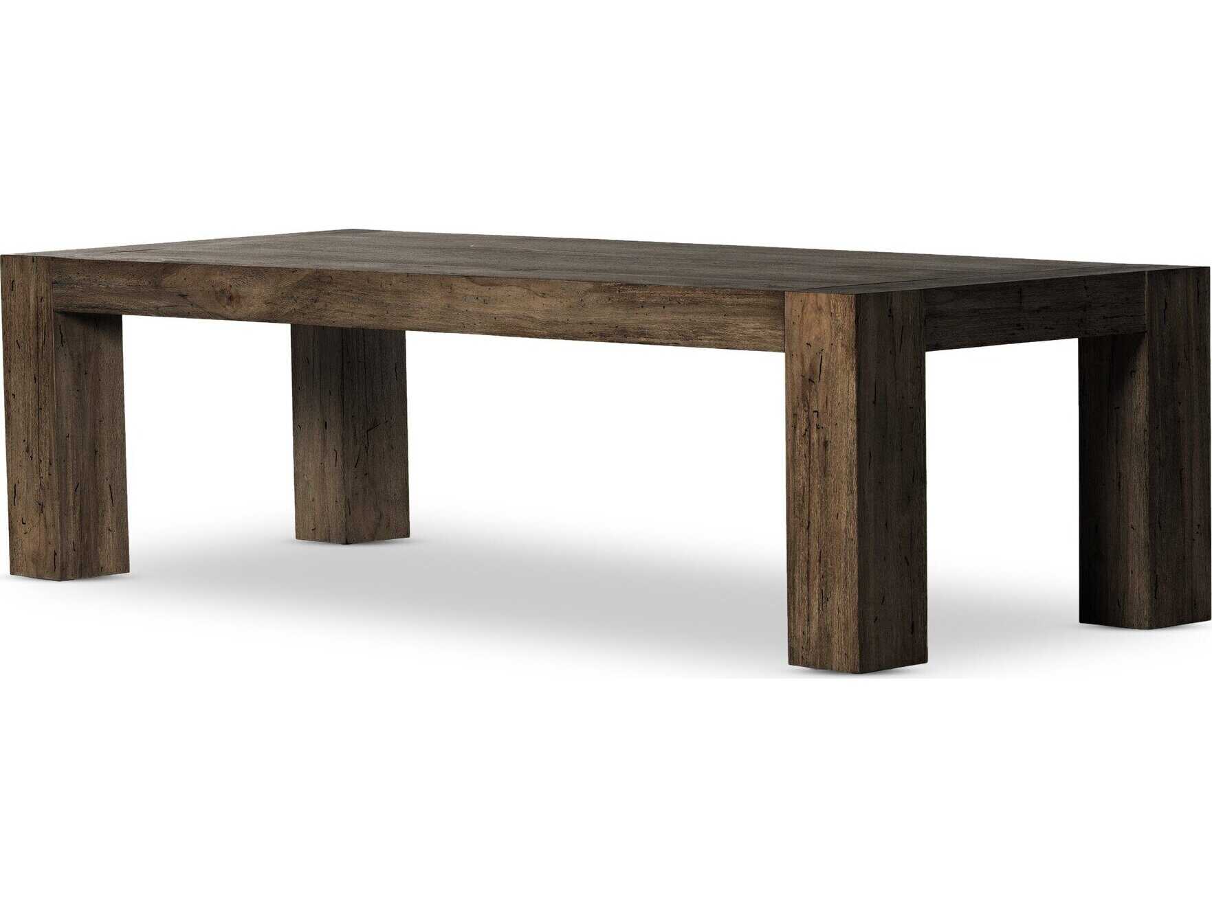 Four Hands Wesson Abaso Rectangular Ebony Rustic Wormwood Oak Dining Table