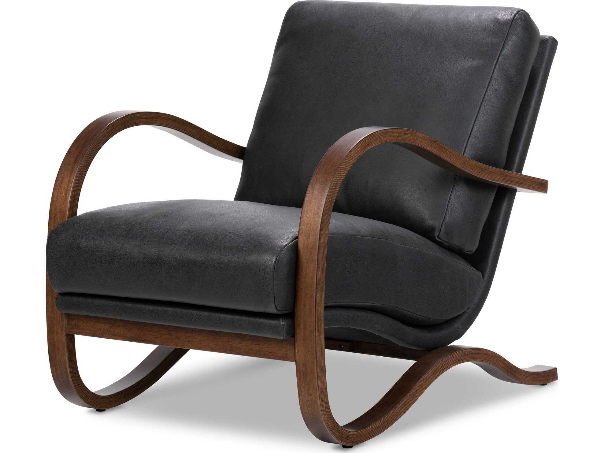 Four Hands Bolton Paxon Black Leather Accent Chair