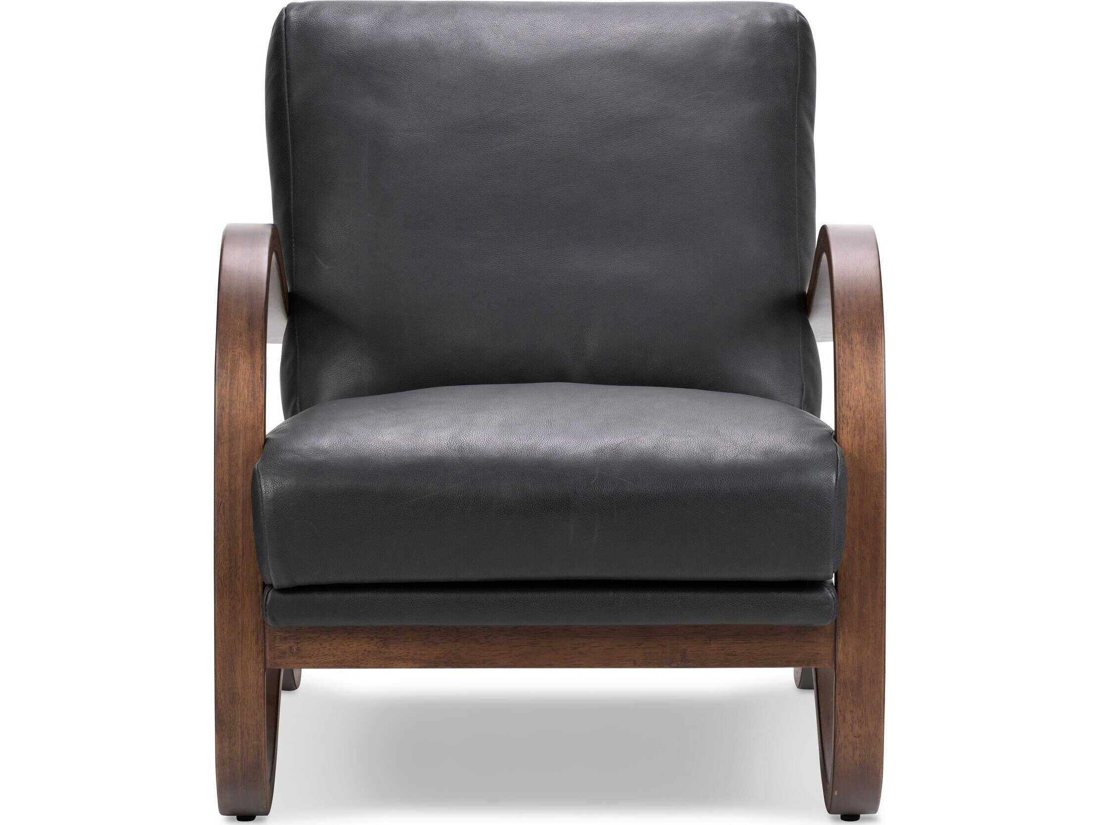 Four Hands Bolton Paxon Black Leather Accent Chair
