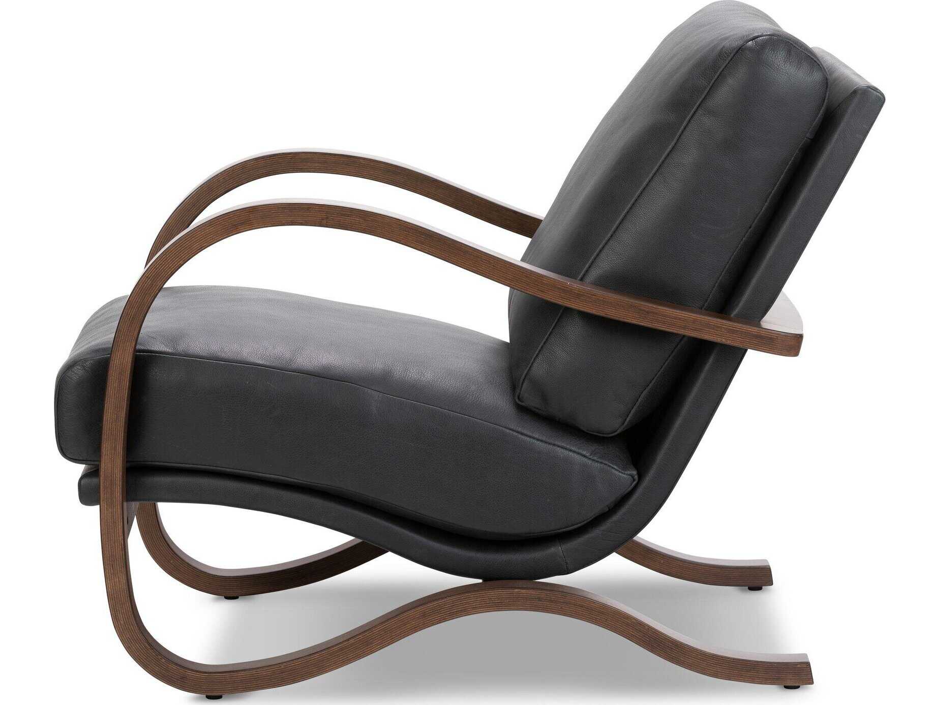 Four Hands Bolton Paxon Black Leather Accent Chair