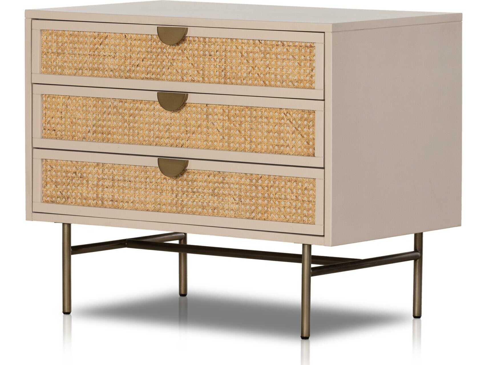 Four Hands Belfast Luella Matte Alabaster Hardwood Large Nightstand