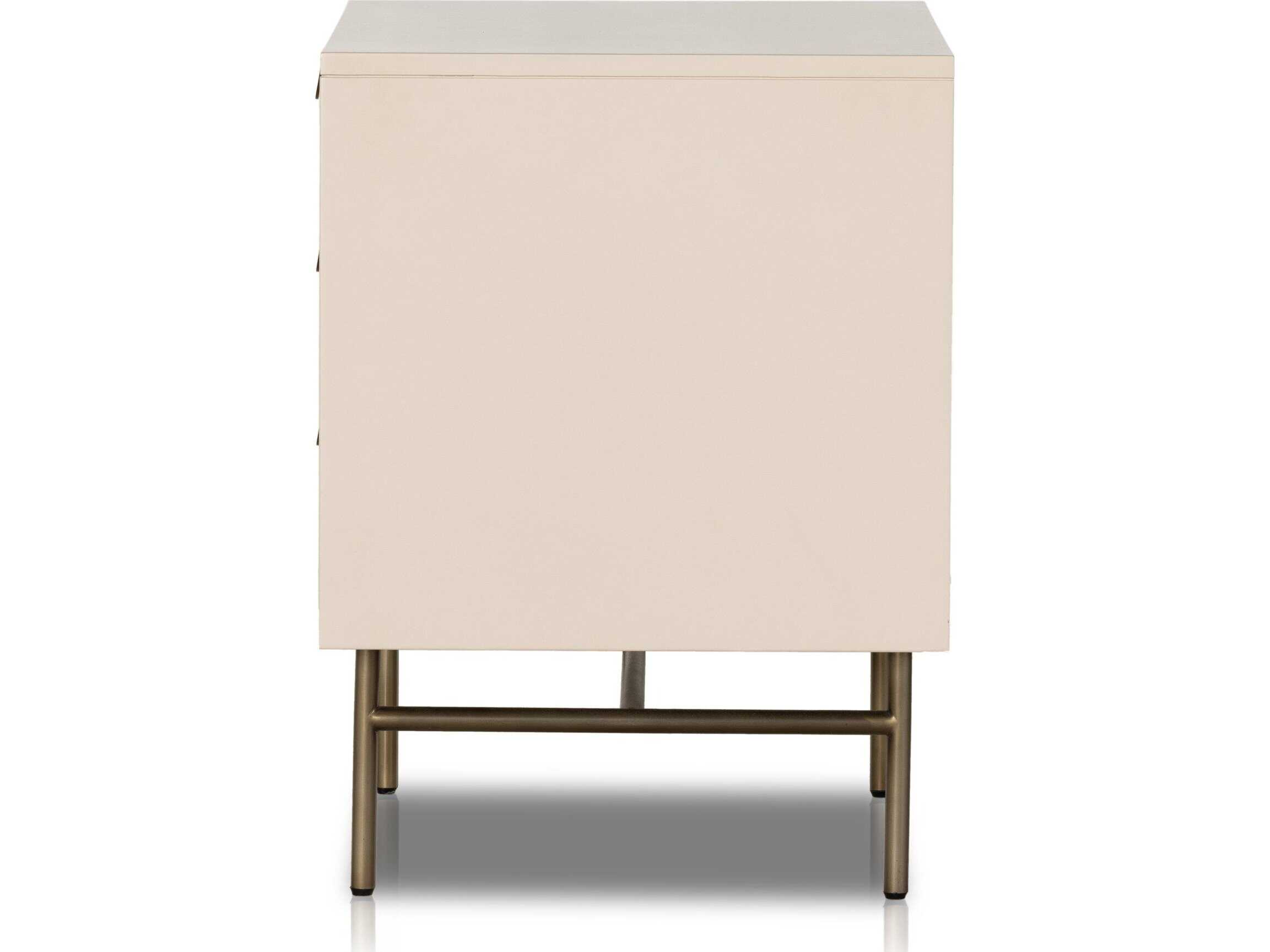 Four Hands Belfast Luella Matte Alabaster Hardwood Large Nightstand