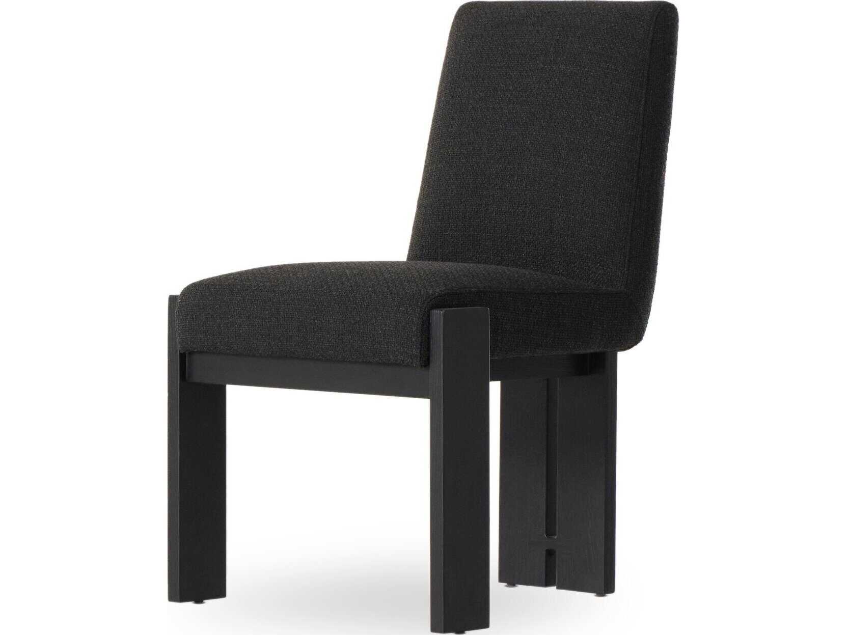 Four Hands Ashford Roxy Solid Wood Black Upholstered Side Dining Chair
