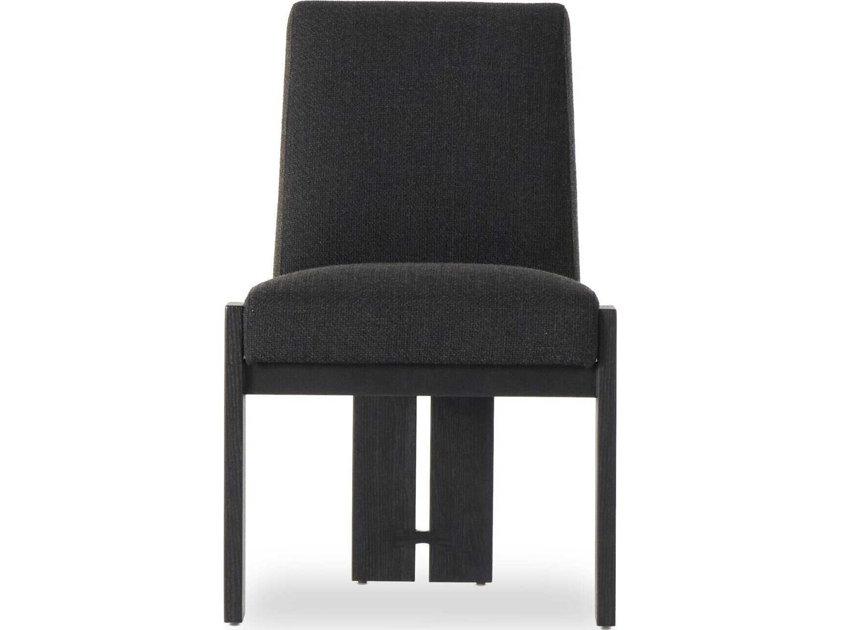 Four Hands Ashford Roxy Solid Wood Black Upholstered Side Dining Chair