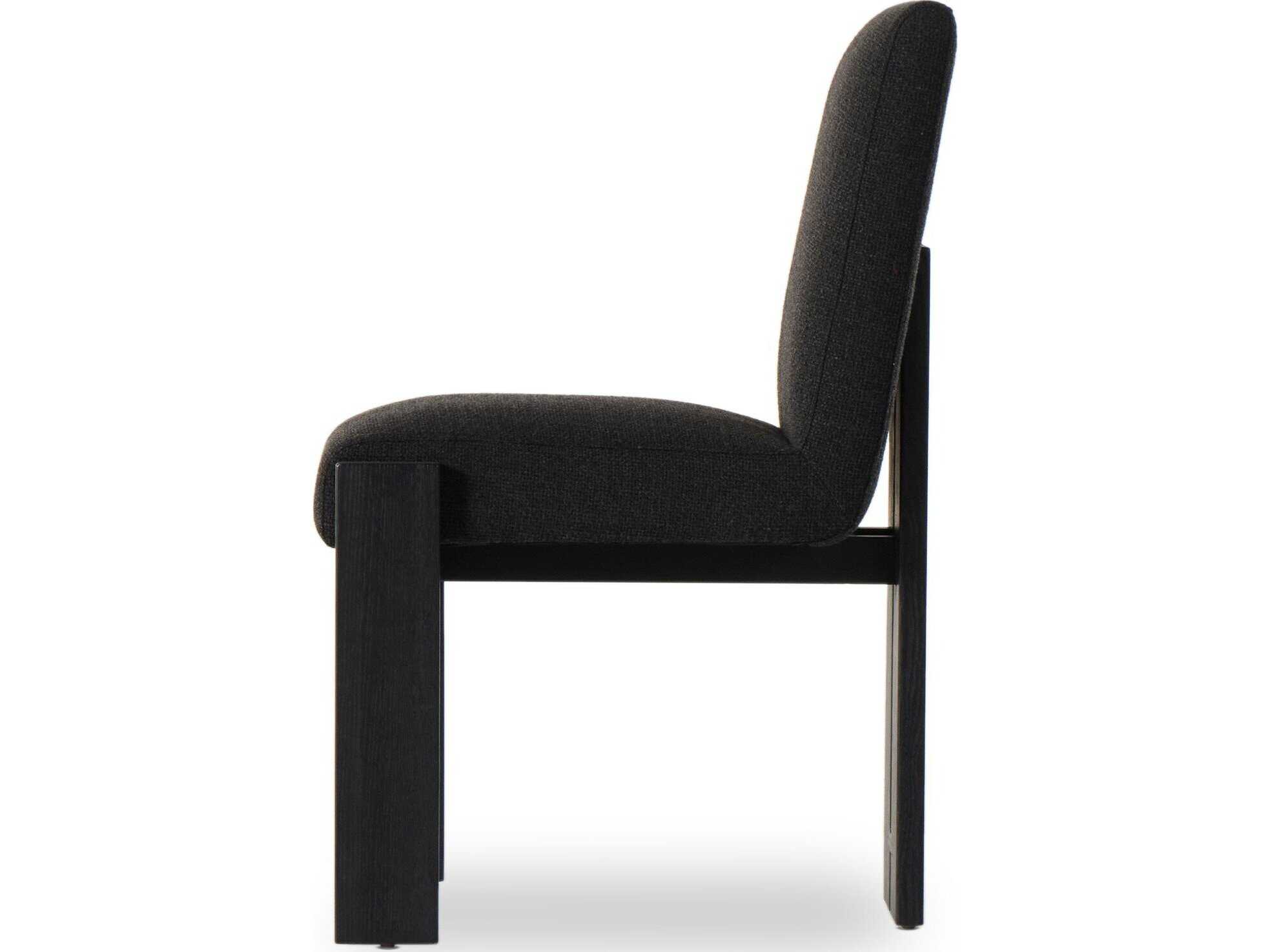 Four Hands Ashford Roxy Solid Wood Black Upholstered Side Dining Chair