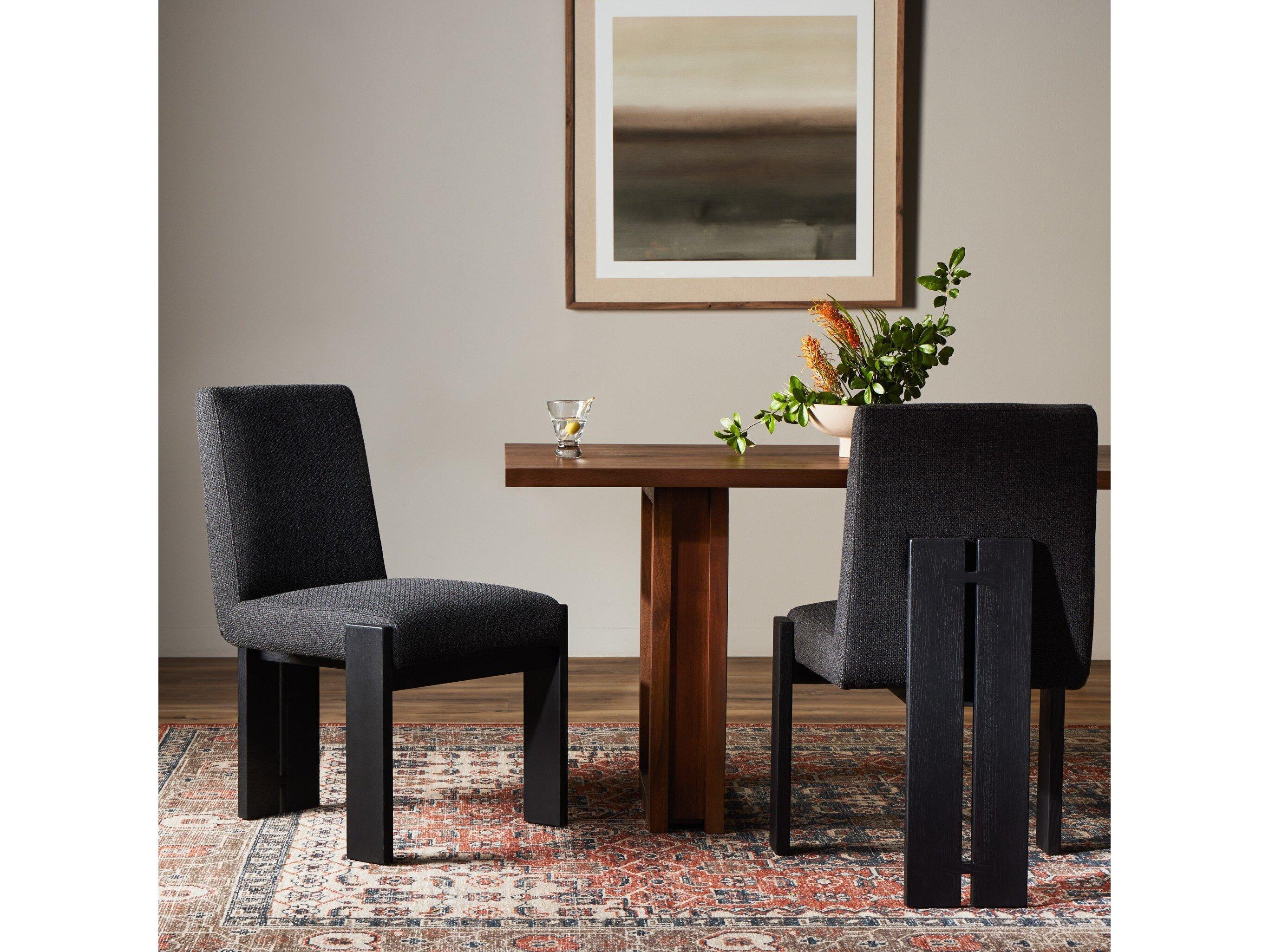 Four Hands Ashford Roxy Solid Wood Black Upholstered Side Dining Chair
