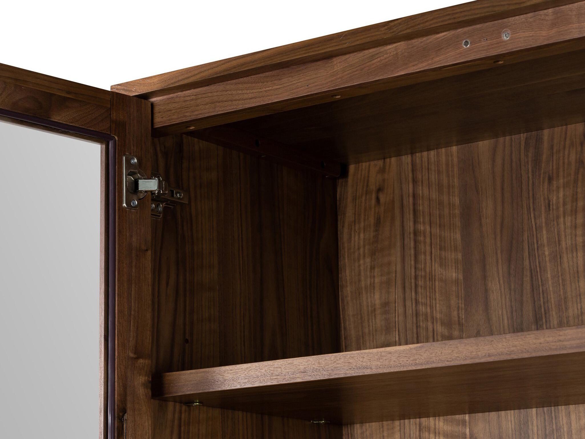 Four Hands Wallis Arturo Walnut Wood Natural Veneer Tempered Glass Display Cabinet