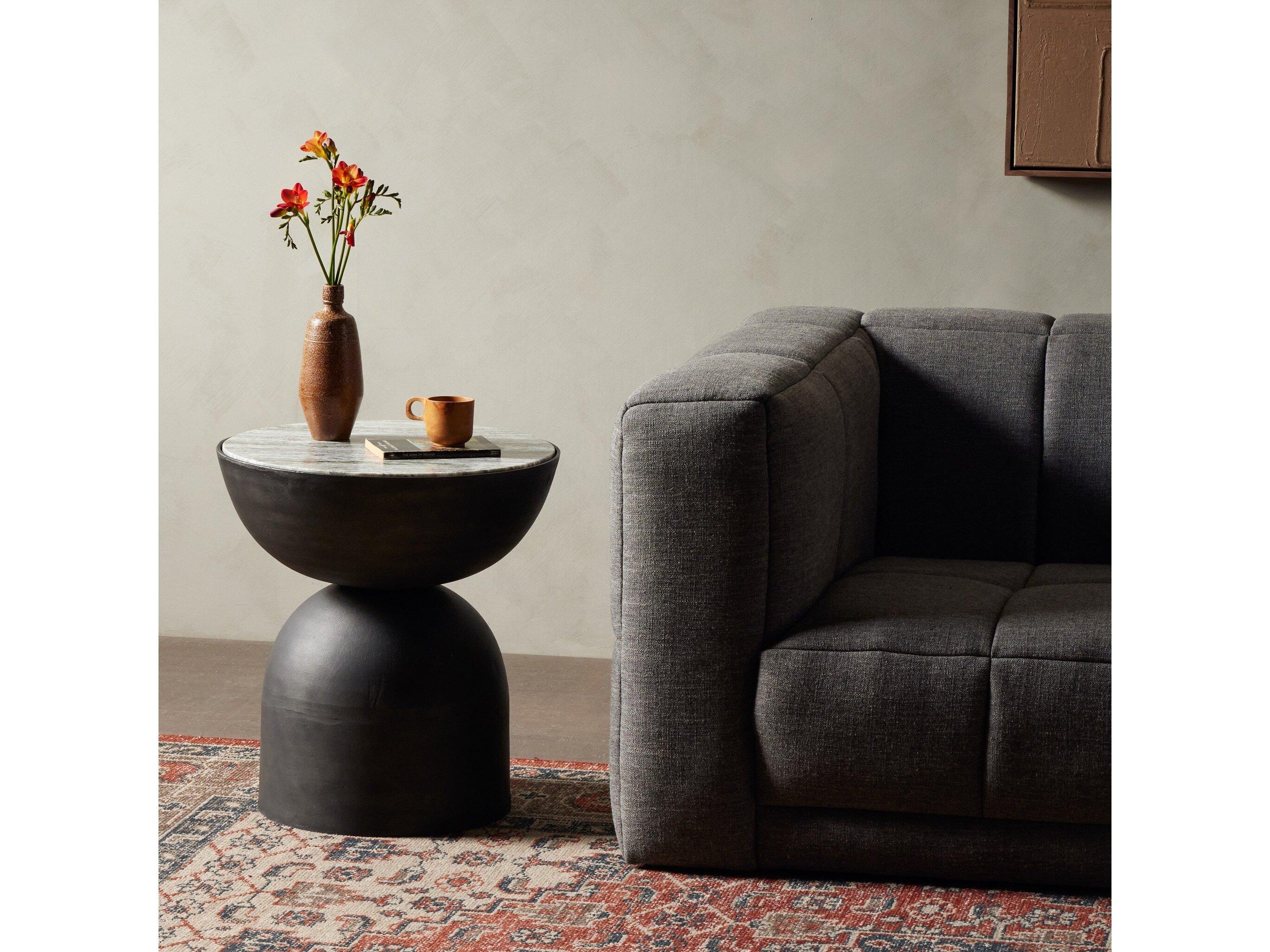 Four Hands Marlow Corbett River Grey Marble End Table