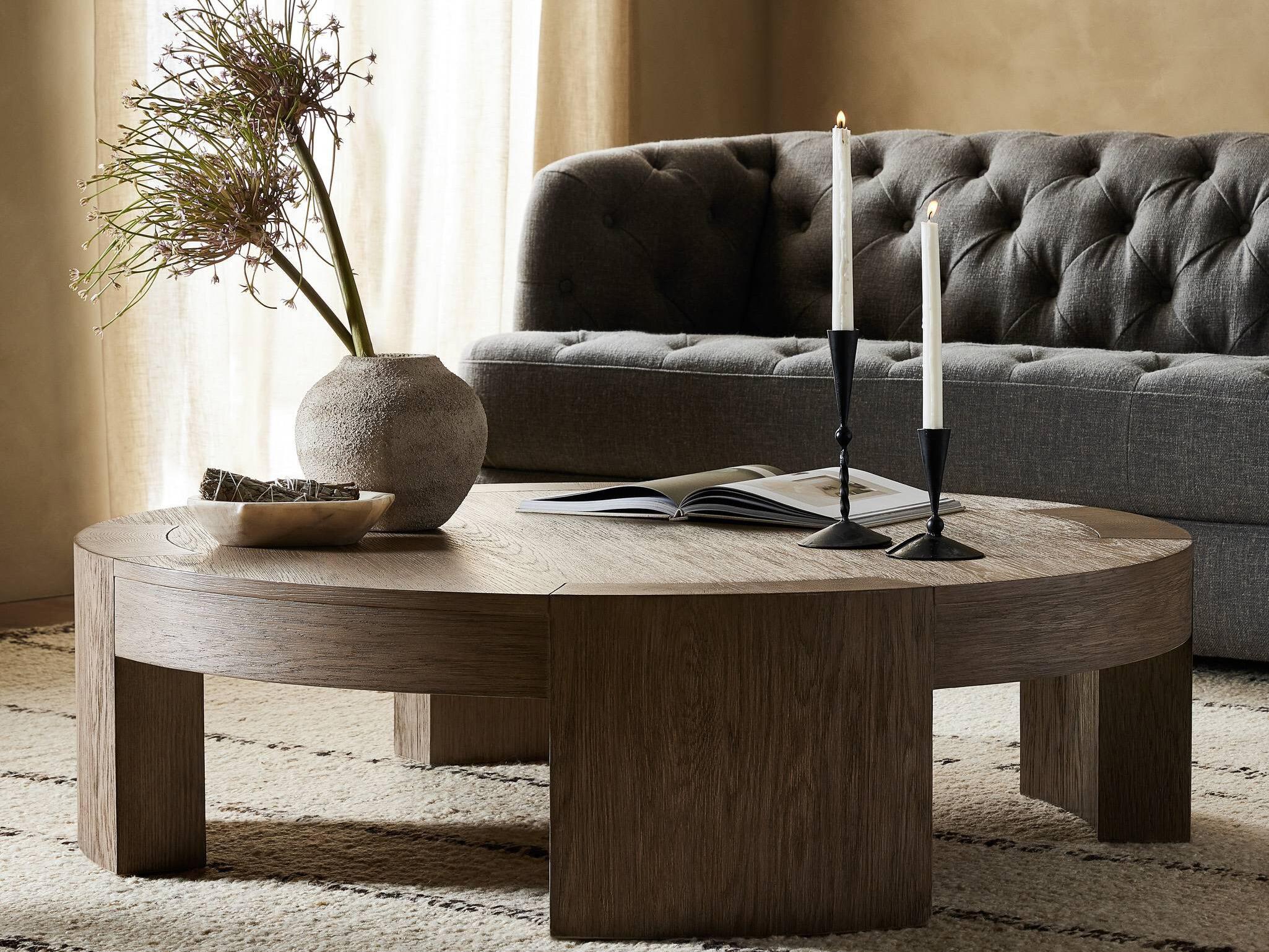 Four Hands Irondale Sheffield Warm Natural Flat Oak Veneer Coffee Table